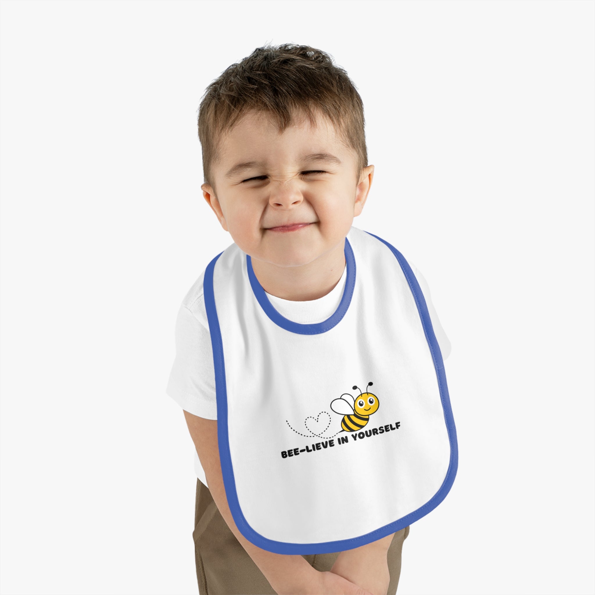 Bee-lieve in yourself - Baby Contrast Trim Jersey Bib