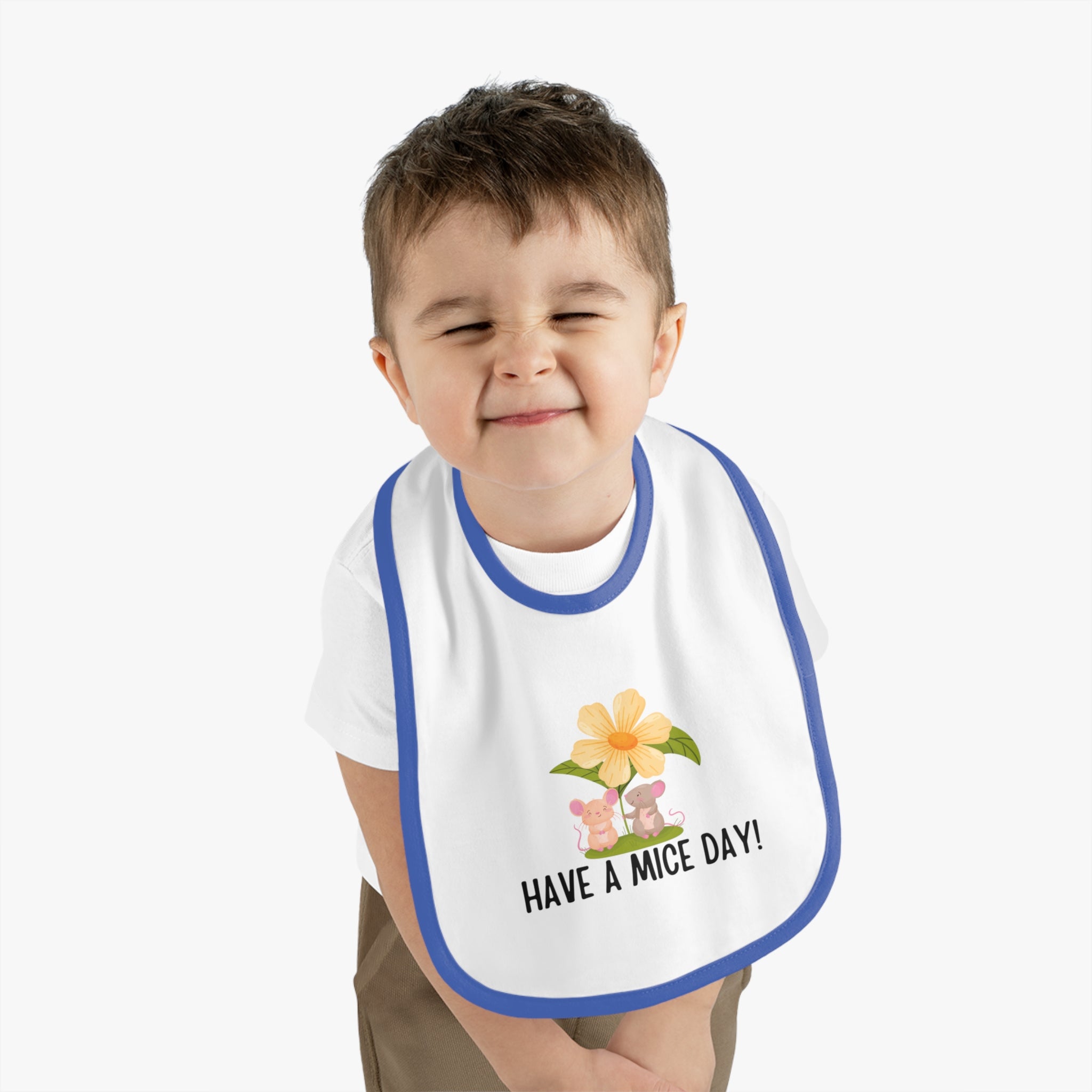 Have a mice day - Baby Contrast Trim Jersey Bib