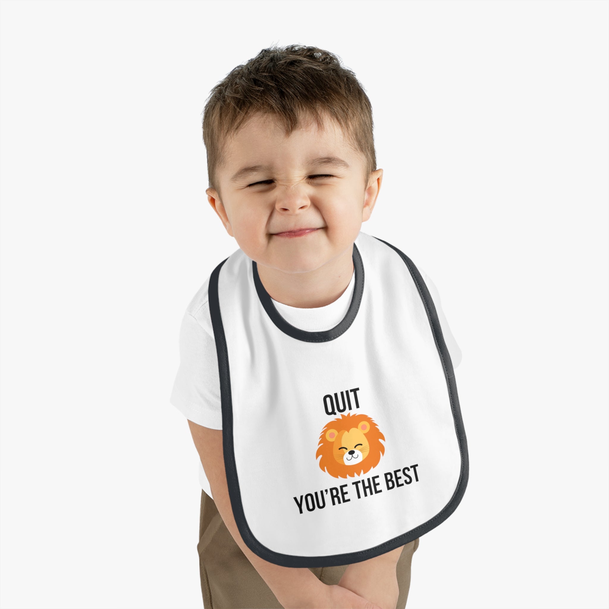 Quit Lion - Baby Contrast Trim Jersey Bib