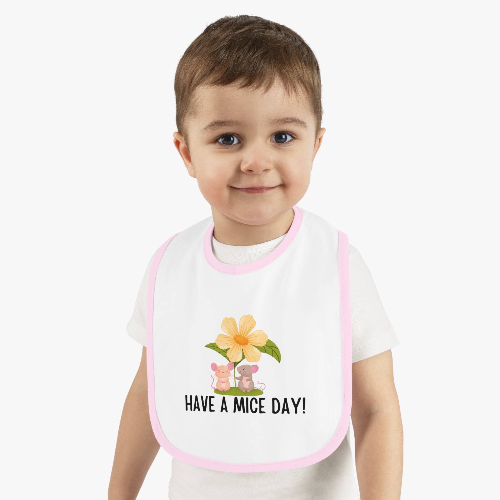 Have a mice day - Baby Contrast Trim Jersey Bib