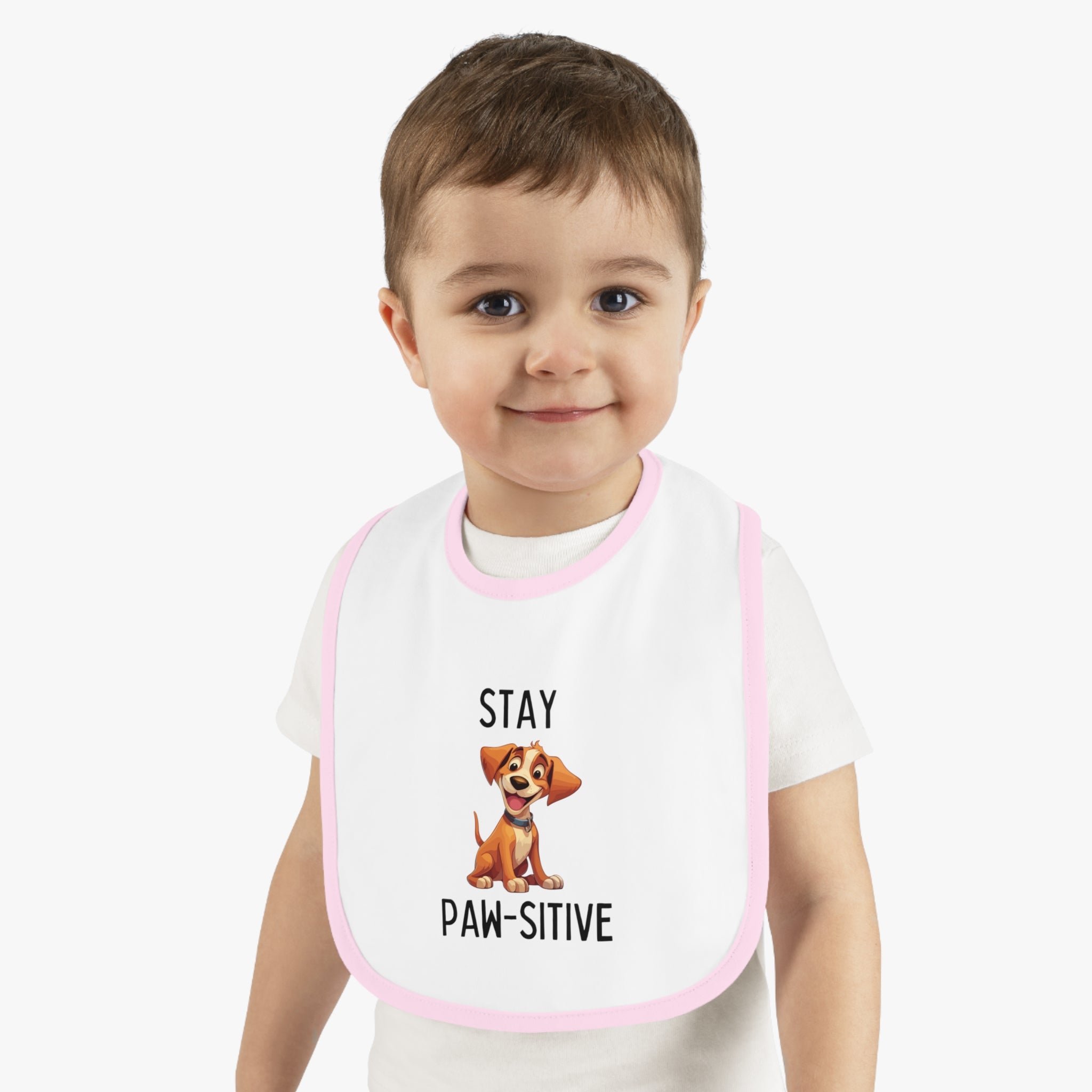 Stay Pawsitive - Baby Contrast Trim Jersey Bib