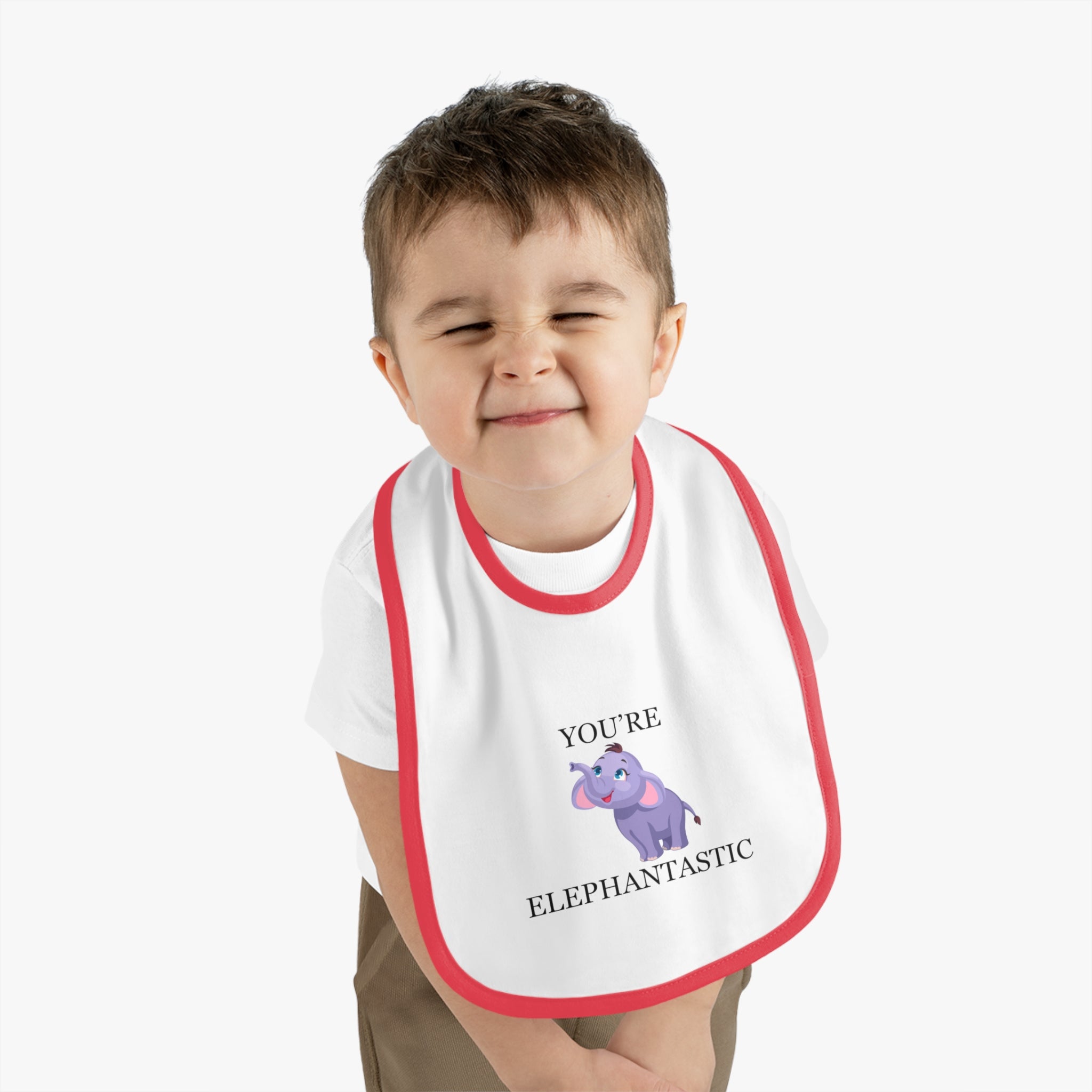 You're Elephantastic - Baby Contrast Trim Jersey Bib