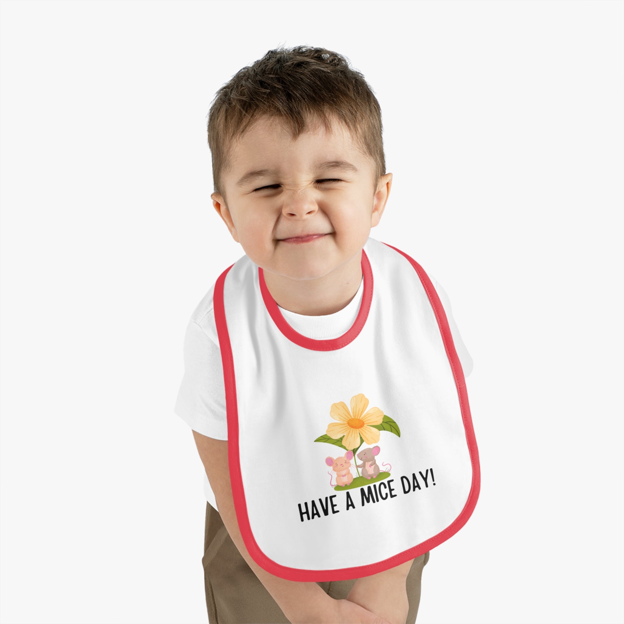 Have a mice day - Baby Contrast Trim Jersey Bib