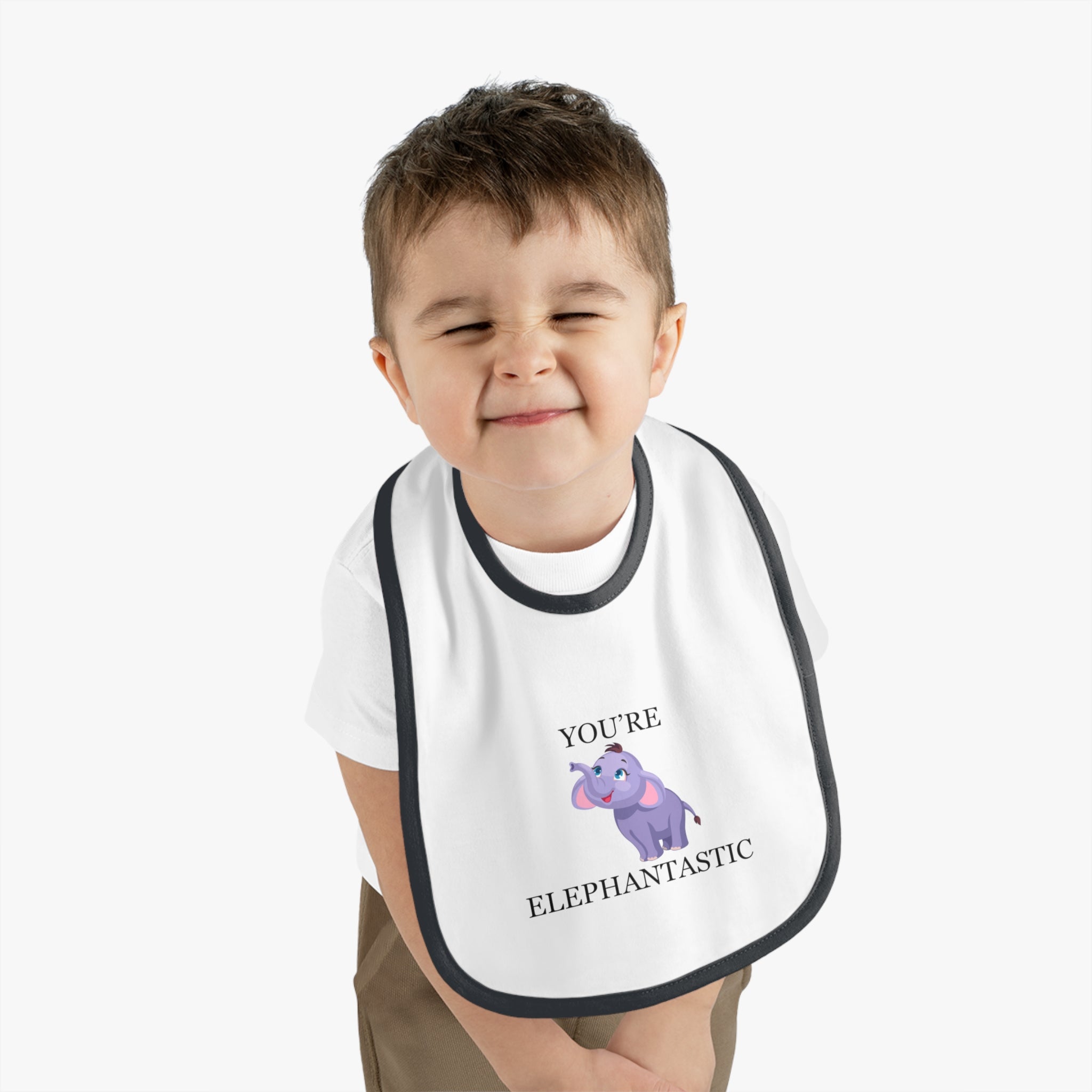 You're Elephantastic - Baby Contrast Trim Jersey Bib