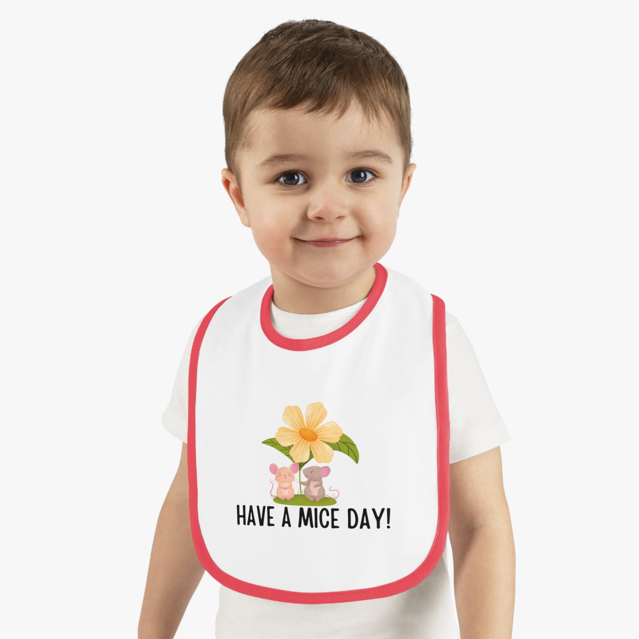 Have a mice day - Baby Contrast Trim Jersey Bib