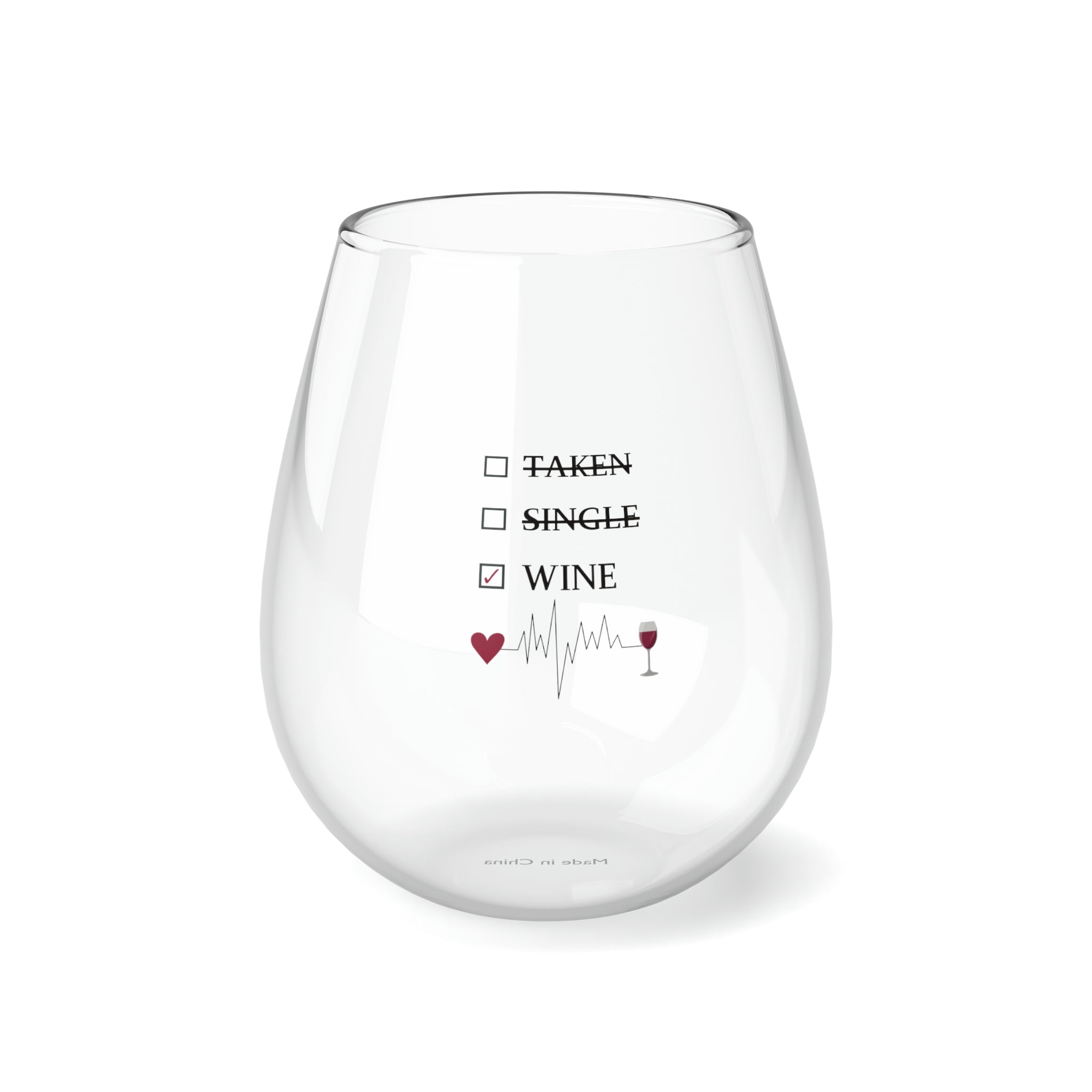 Single Taken Wine - Stemless Wine Glass, 11.75oz