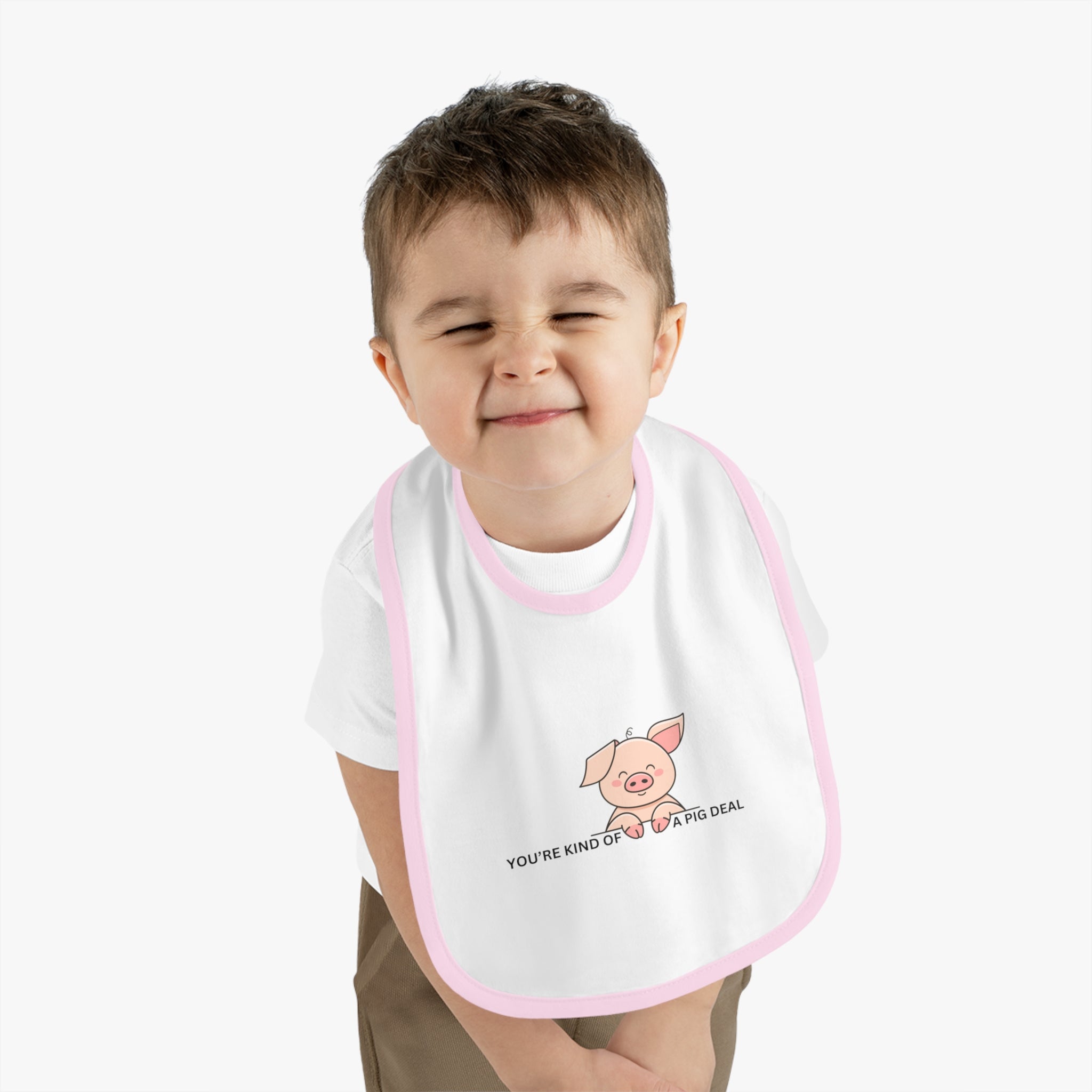 Kind of a pig deal - Baby Contrast Trim Jersey Bib