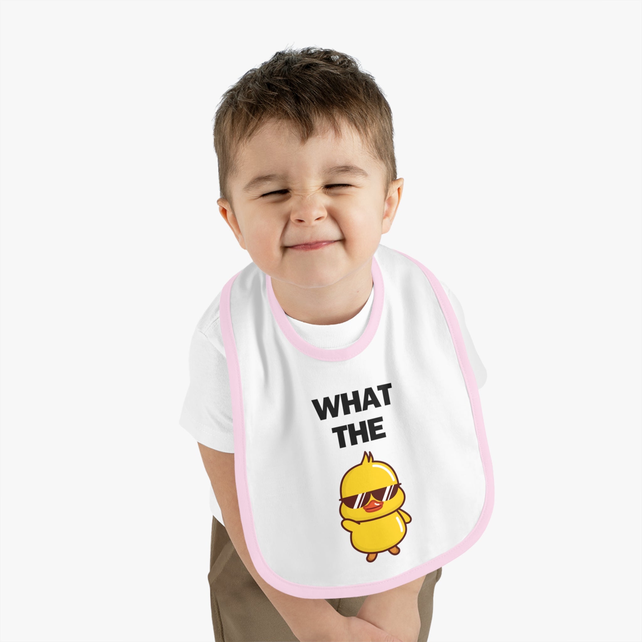 What The Duck - Baby Contrast Trim Jersey Bib