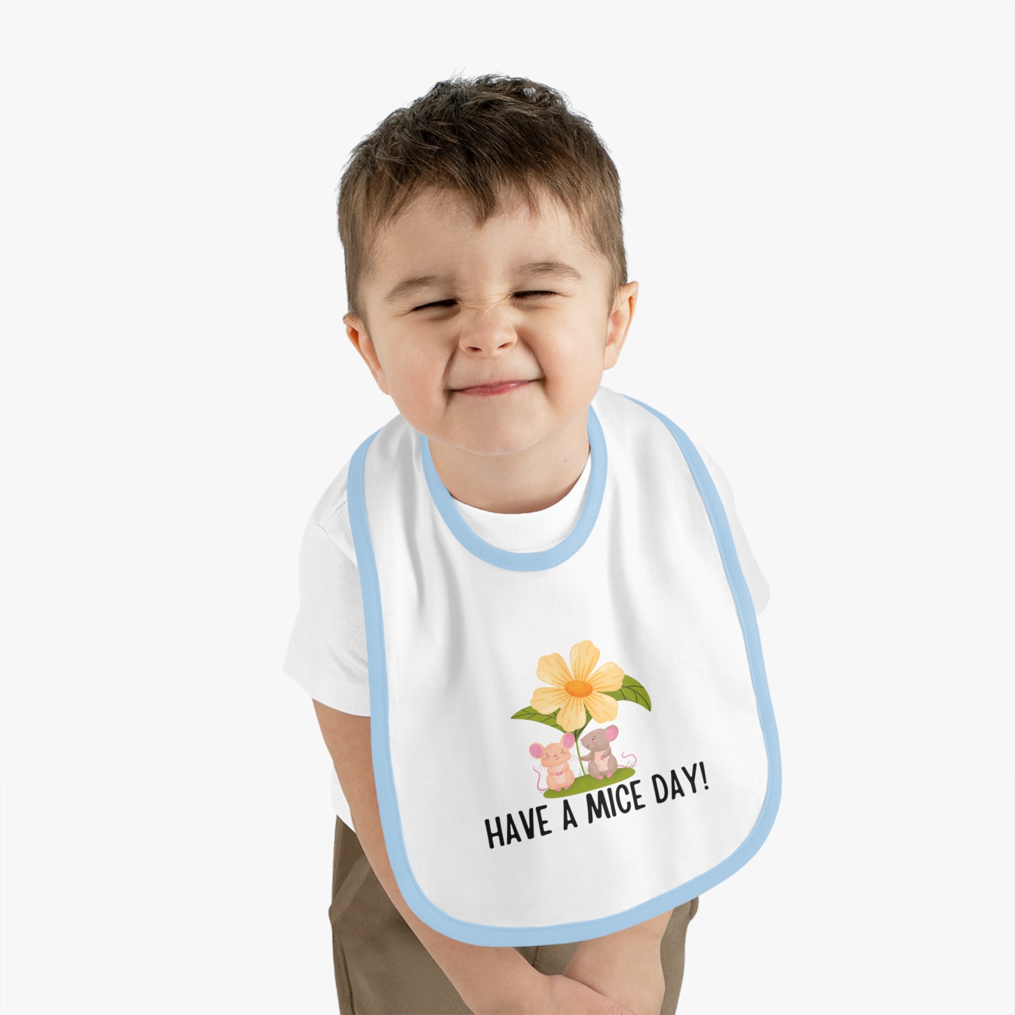 Have a mice day - Baby Contrast Trim Jersey Bib