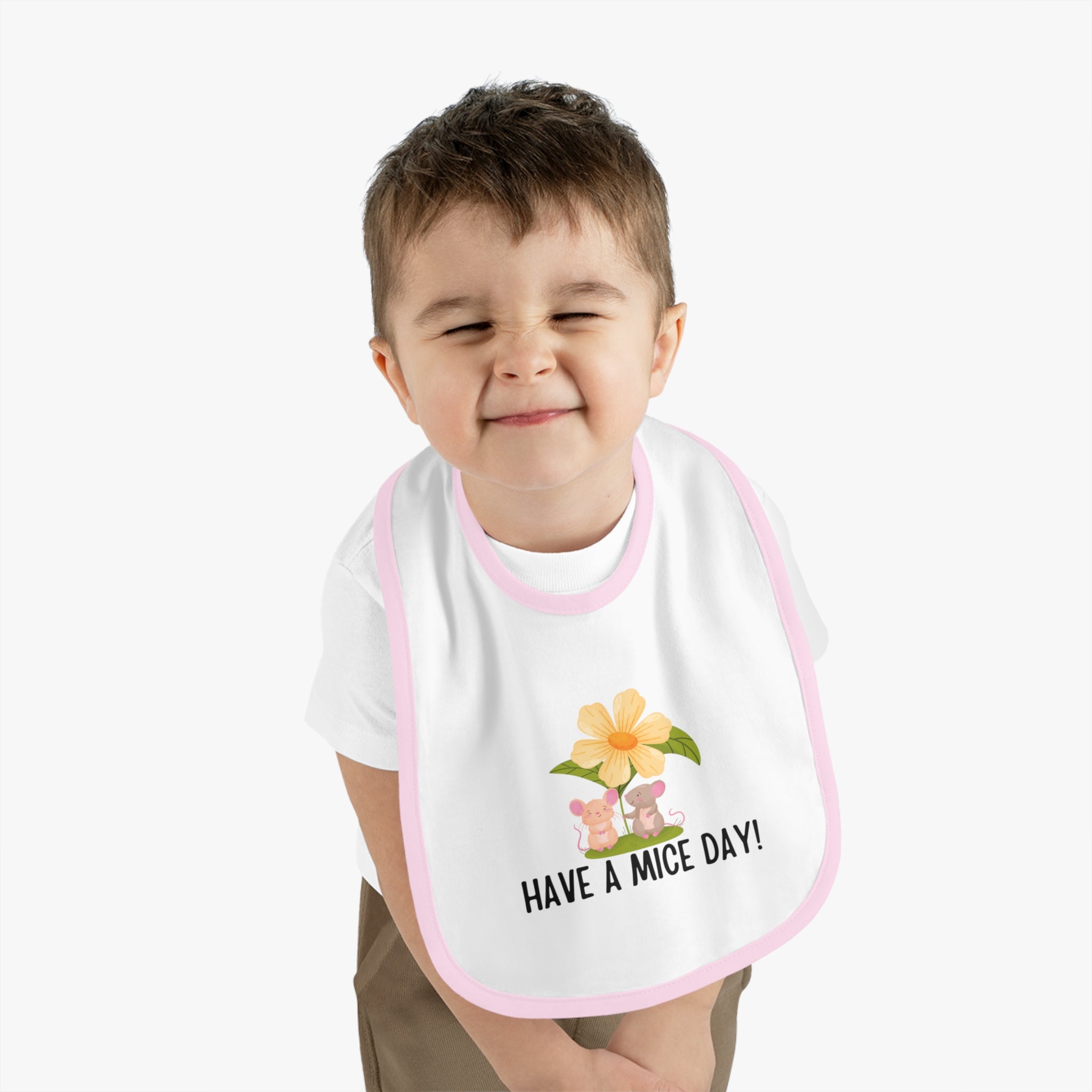 Have a mice day - Baby Contrast Trim Jersey Bib