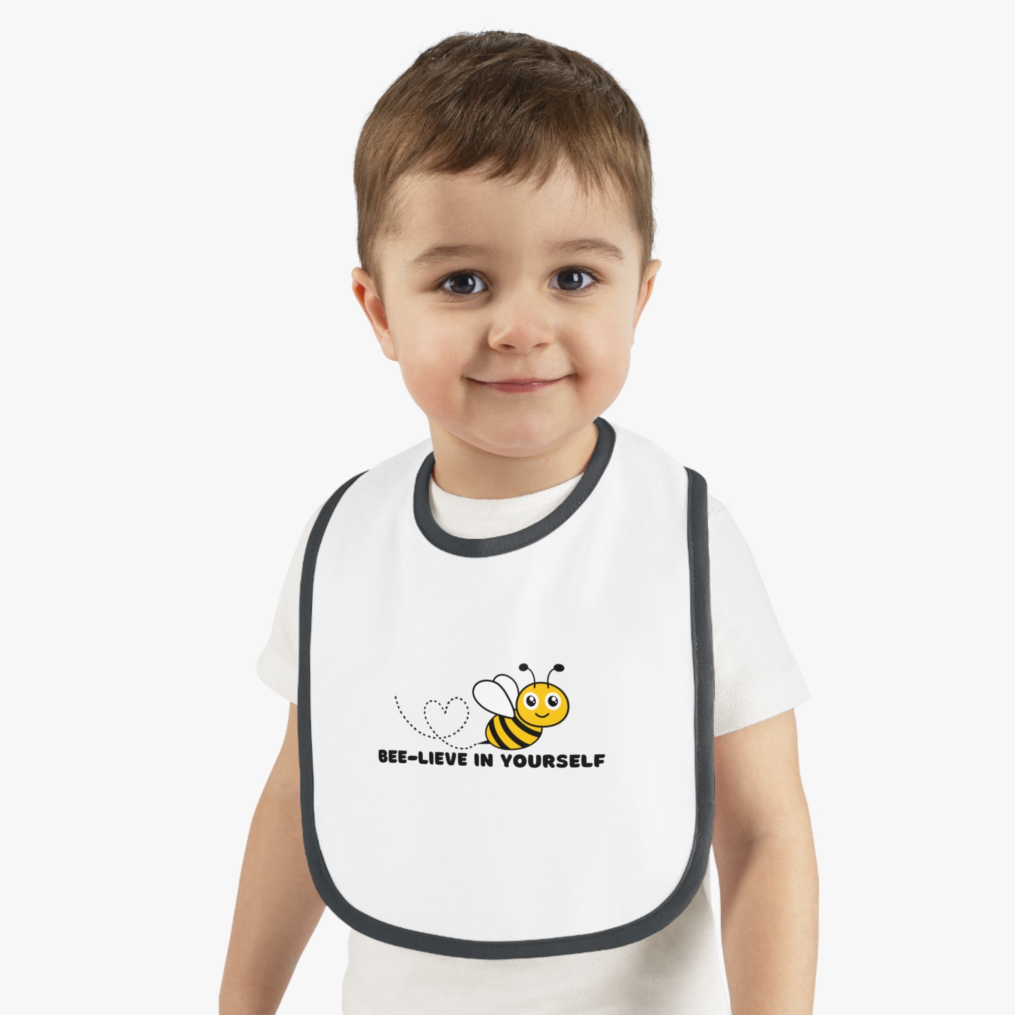 Bee-lieve in yourself - Baby Contrast Trim Jersey Bib