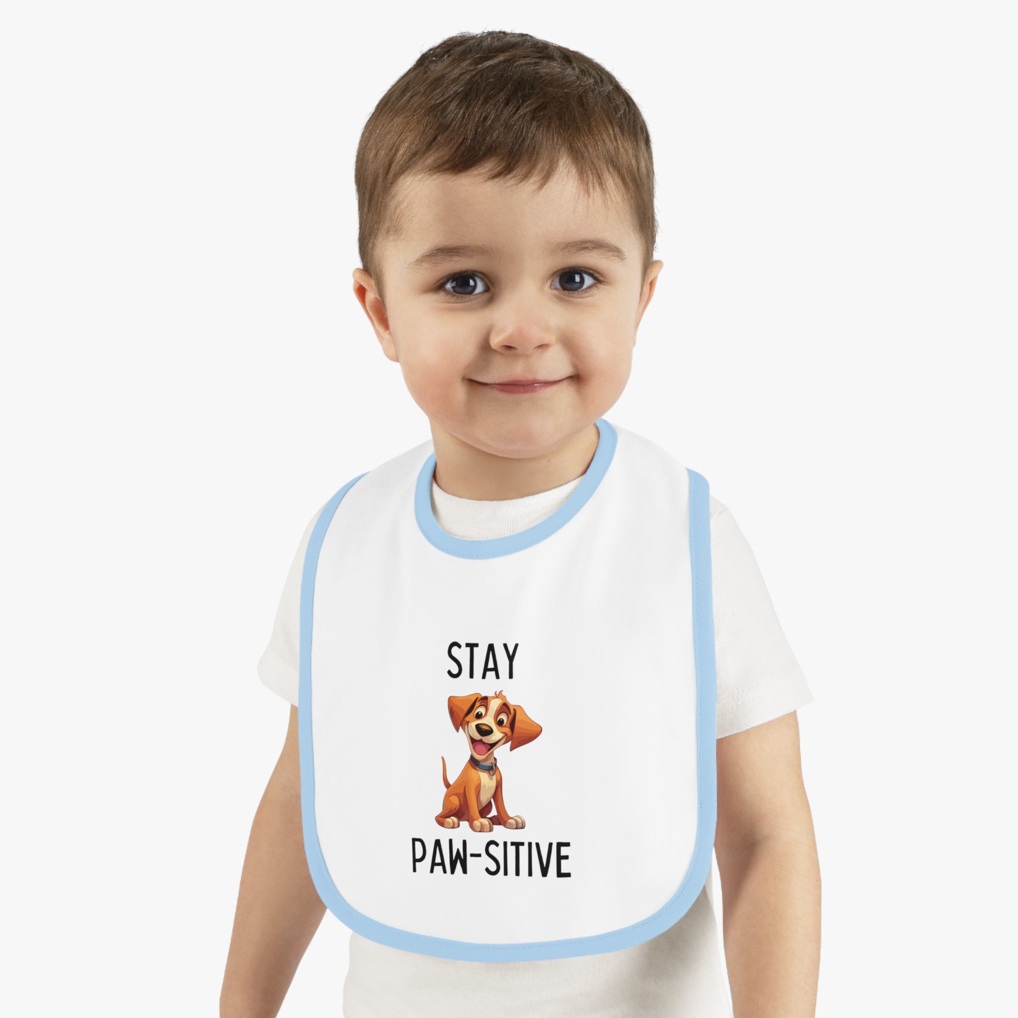 Stay Pawsitive - Baby Contrast Trim Jersey Bib