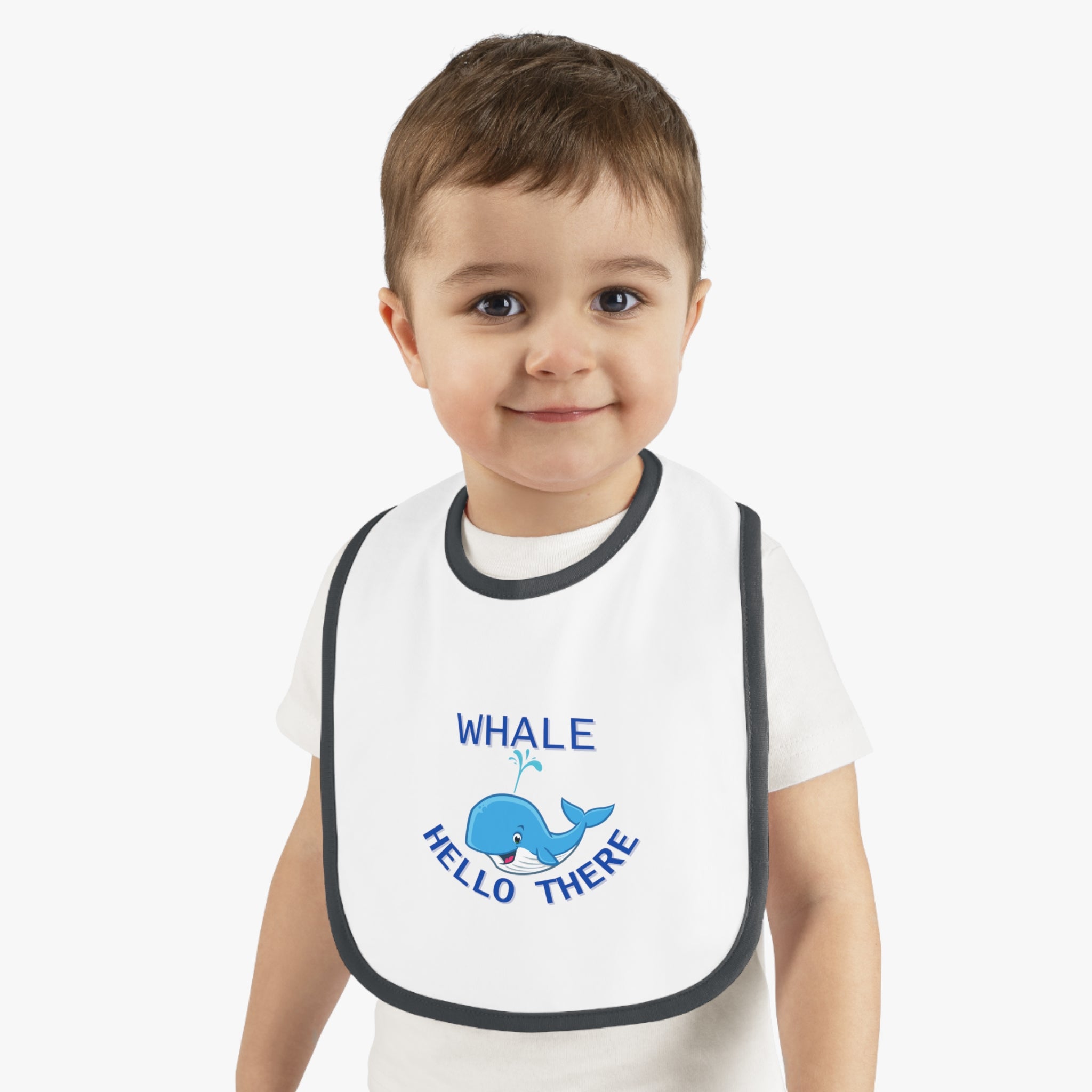 Whale hello there - Baby Contrast Trim Jersey Bib