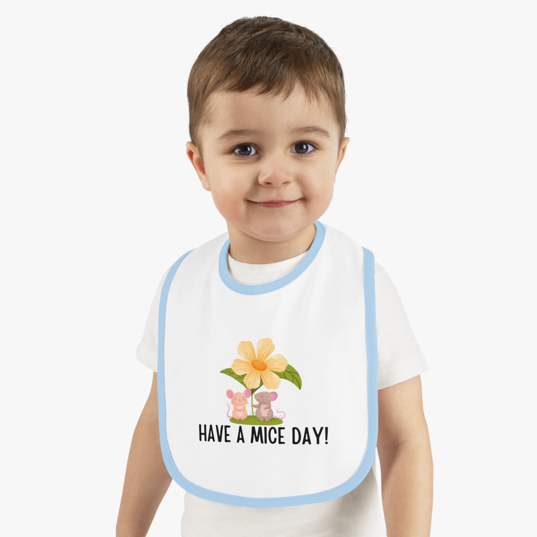 Have a mice day - Baby Contrast Trim Jersey Bib