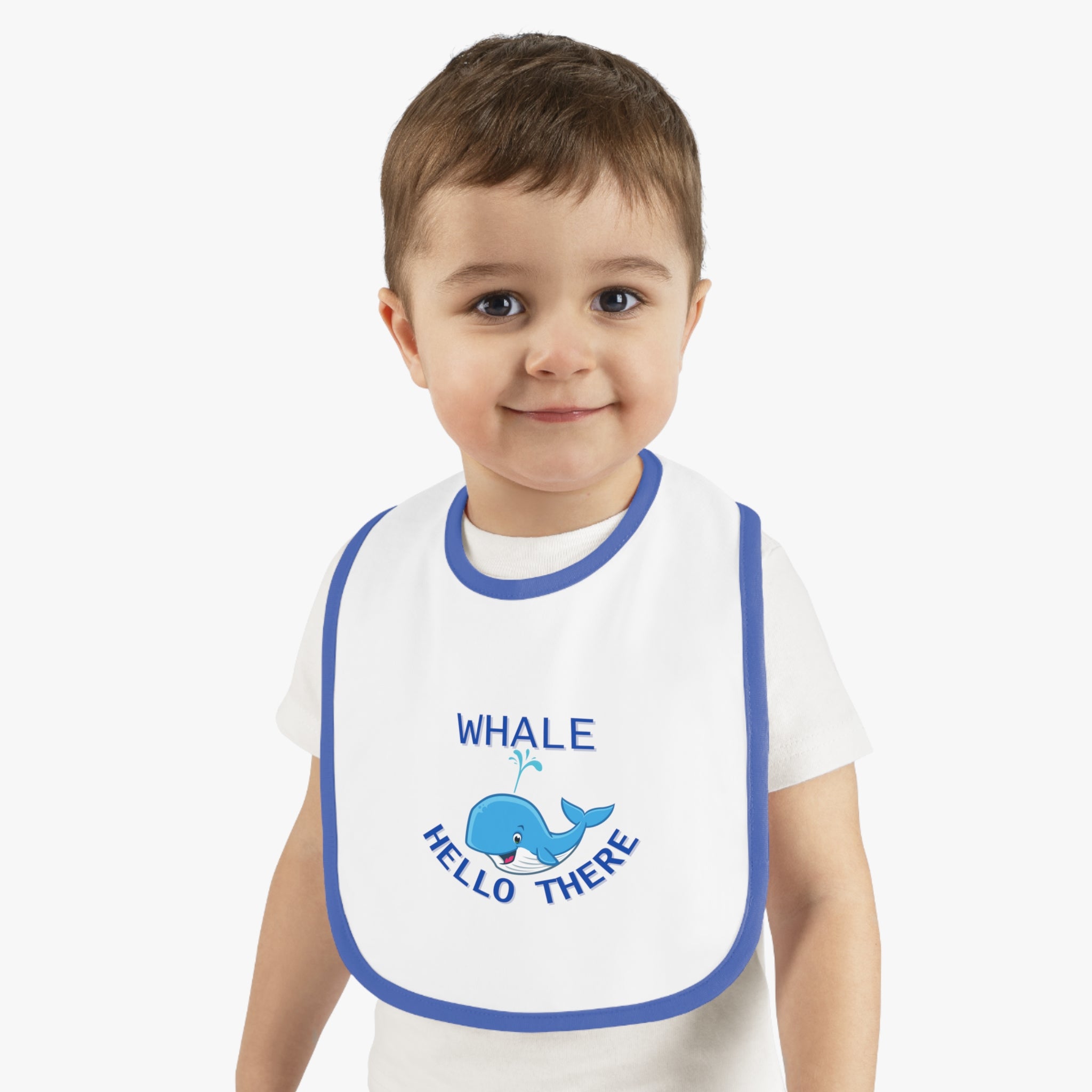 Whale hello there - Baby Contrast Trim Jersey Bib