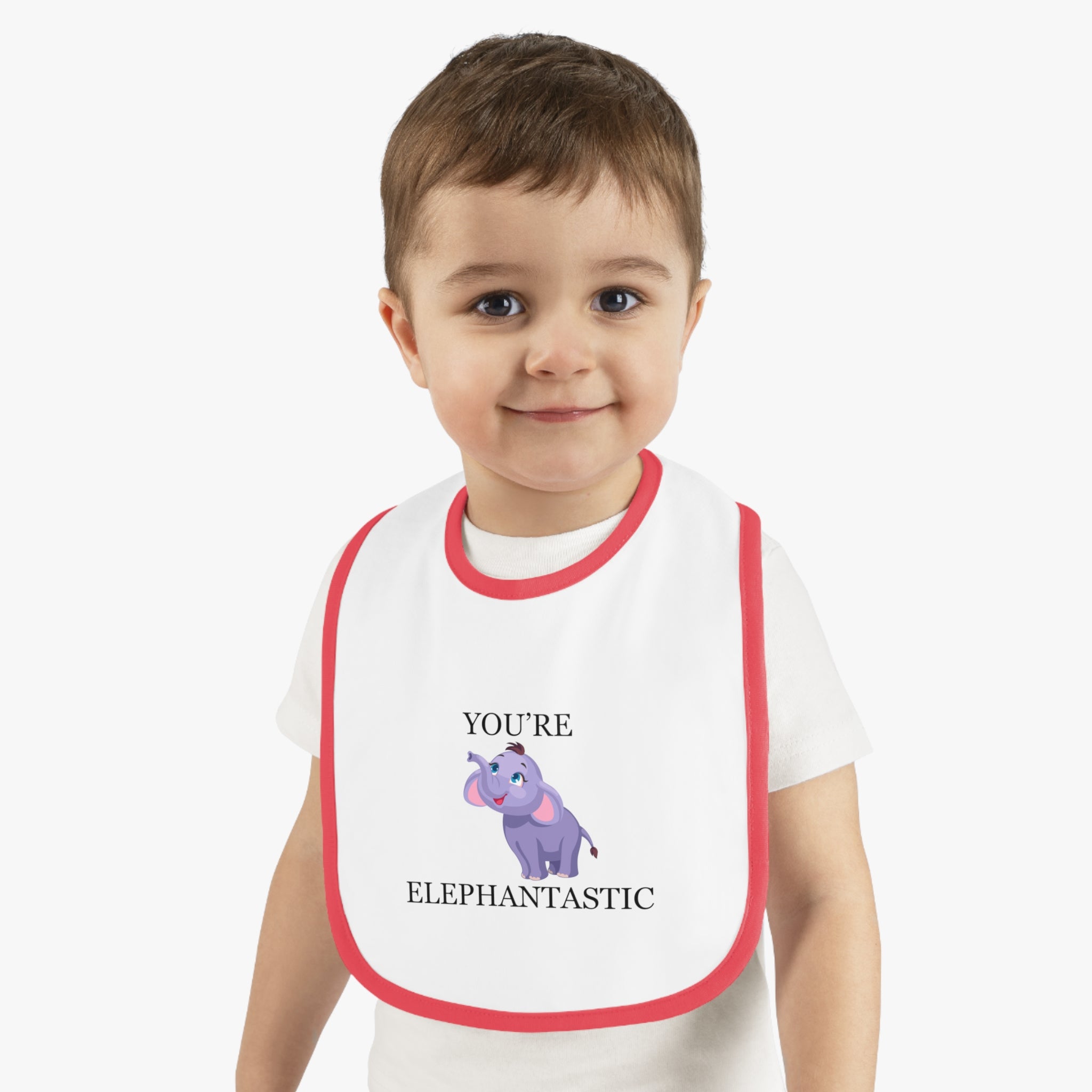 You're Elephantastic - Baby Contrast Trim Jersey Bib