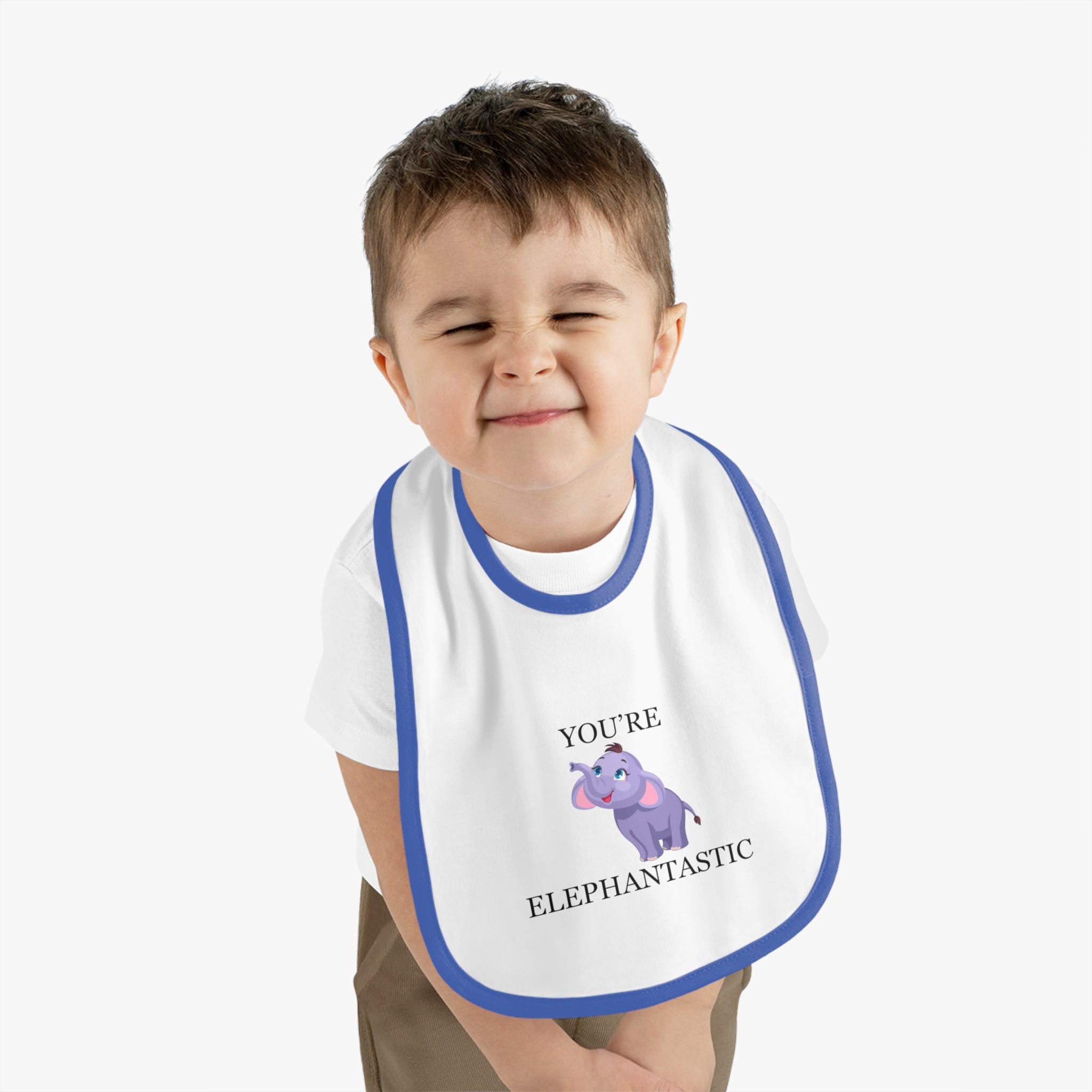 You're Elephantastic - Baby Contrast Trim Jersey Bib