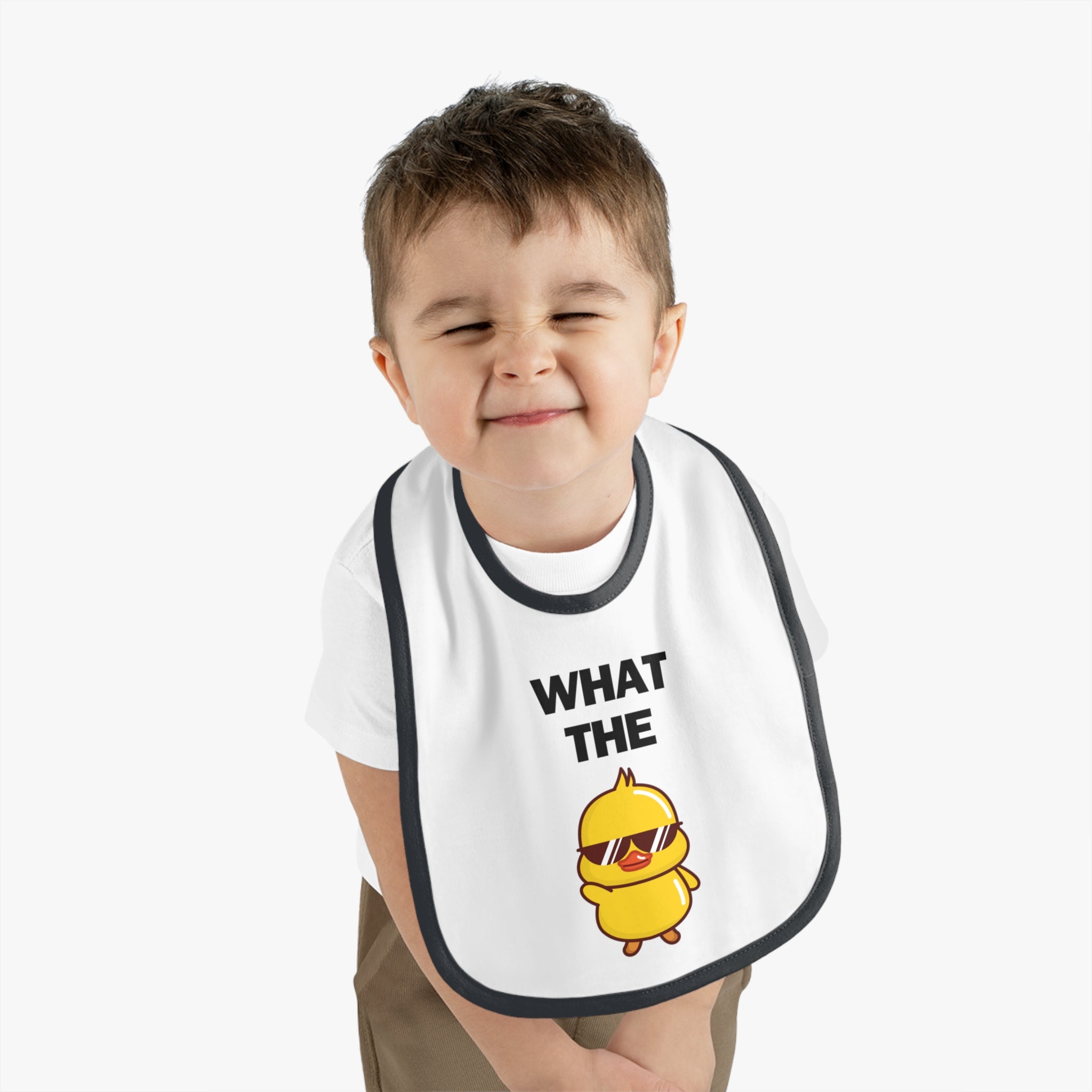 What The Duck - Baby Contrast Trim Jersey Bib