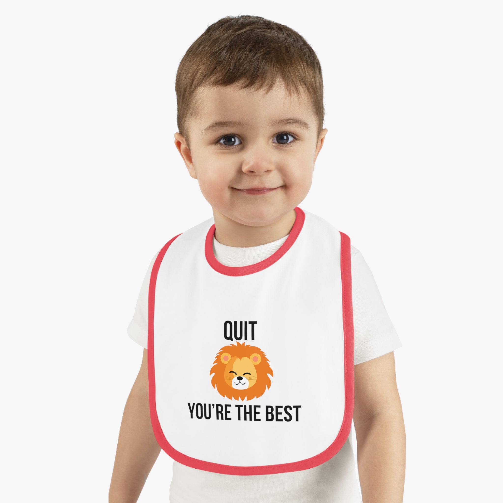Quit Lion - Baby Contrast Trim Jersey Bib