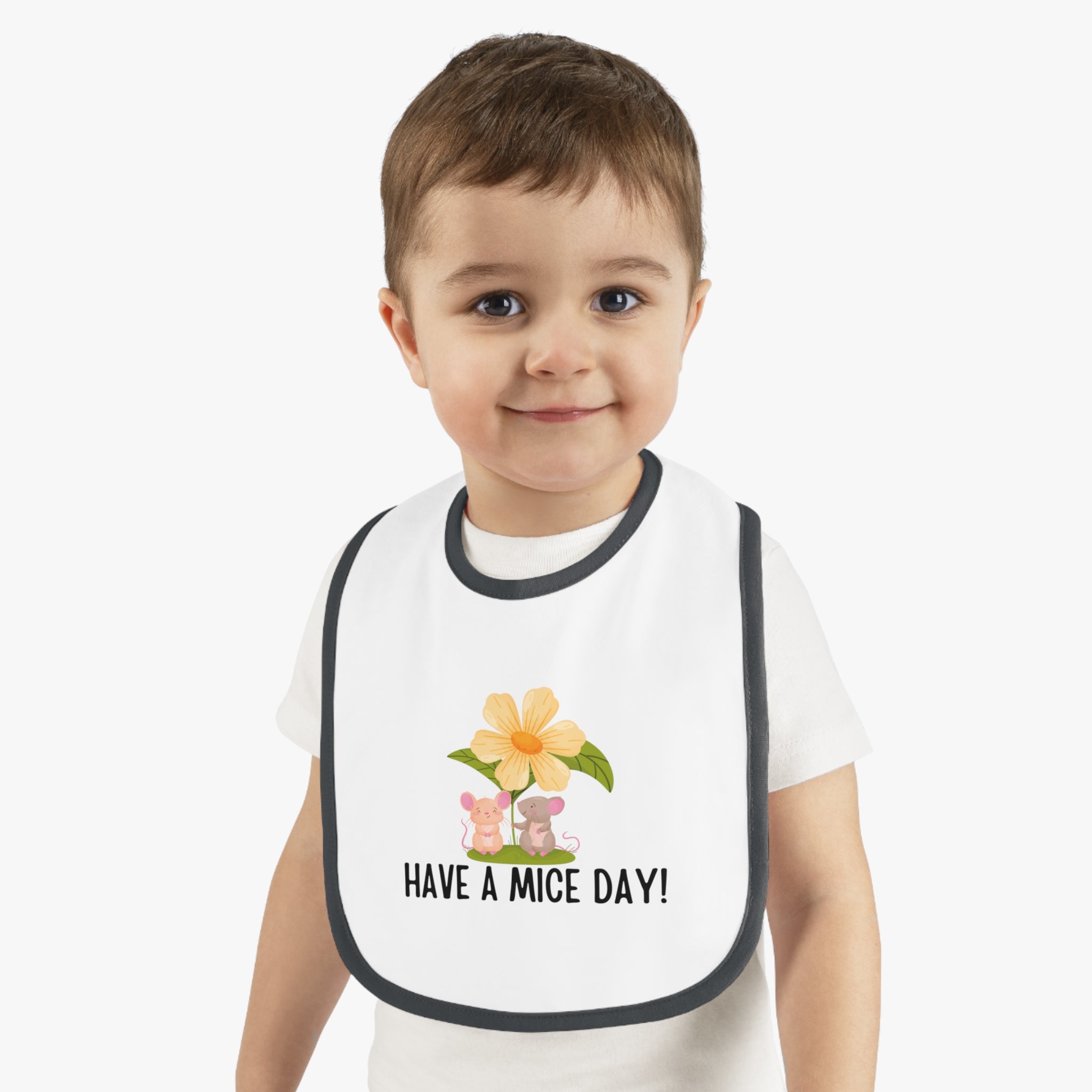 Have a mice day - Baby Contrast Trim Jersey Bib