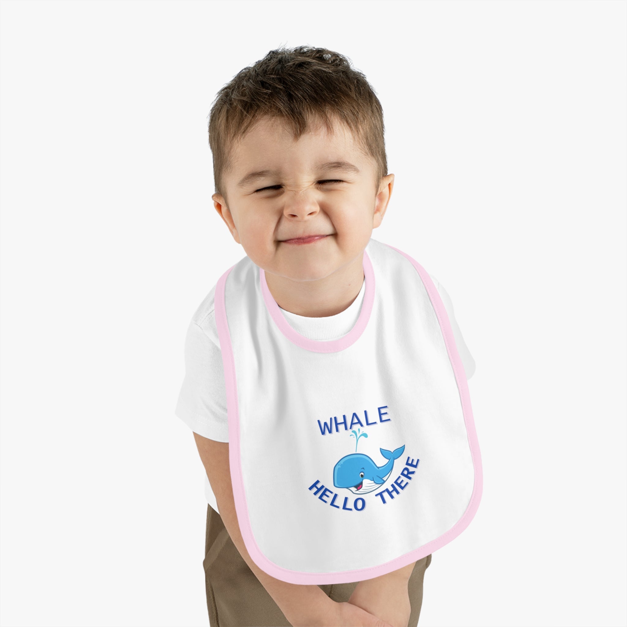 Whale hello there - Baby Contrast Trim Jersey Bib