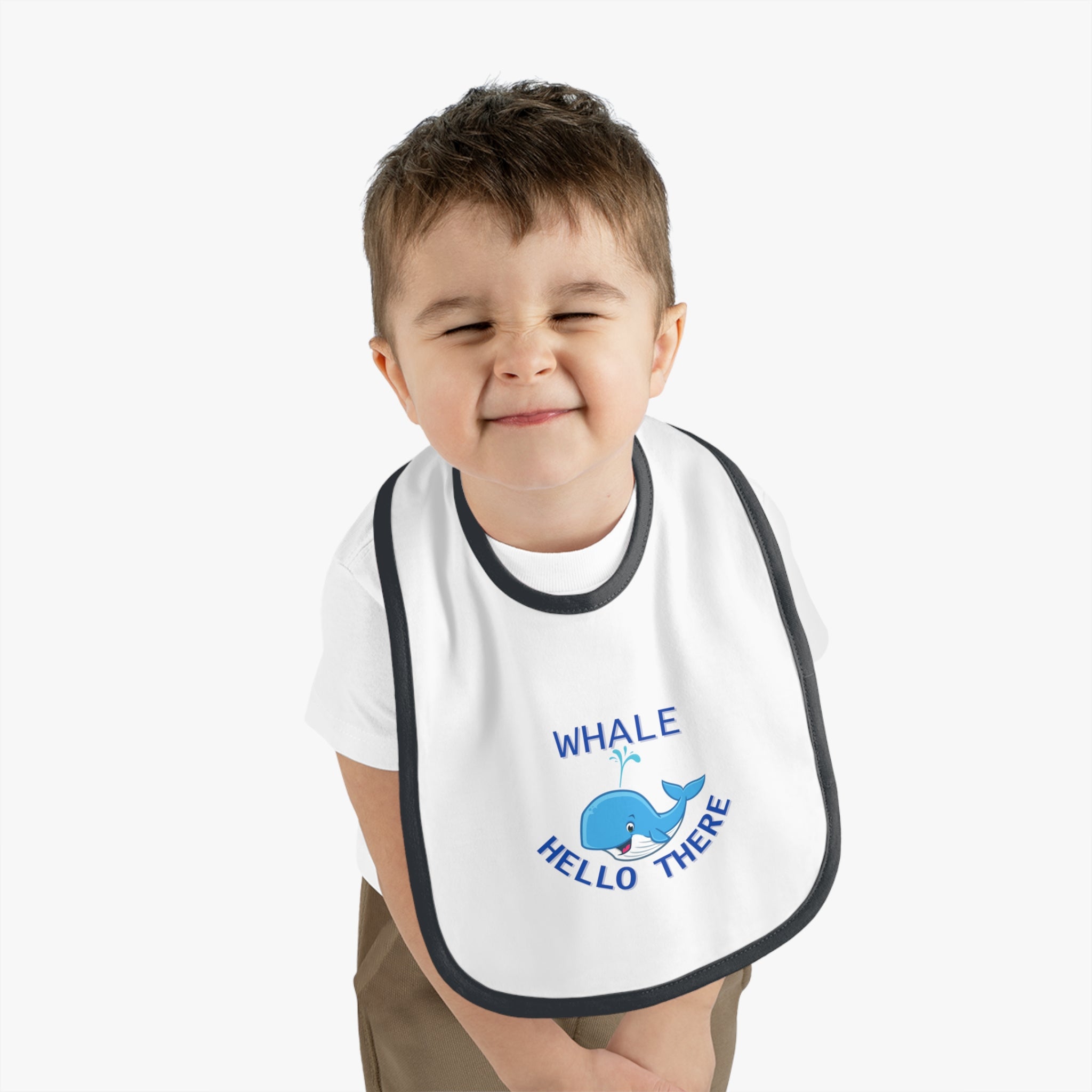 Whale hello there - Baby Contrast Trim Jersey Bib