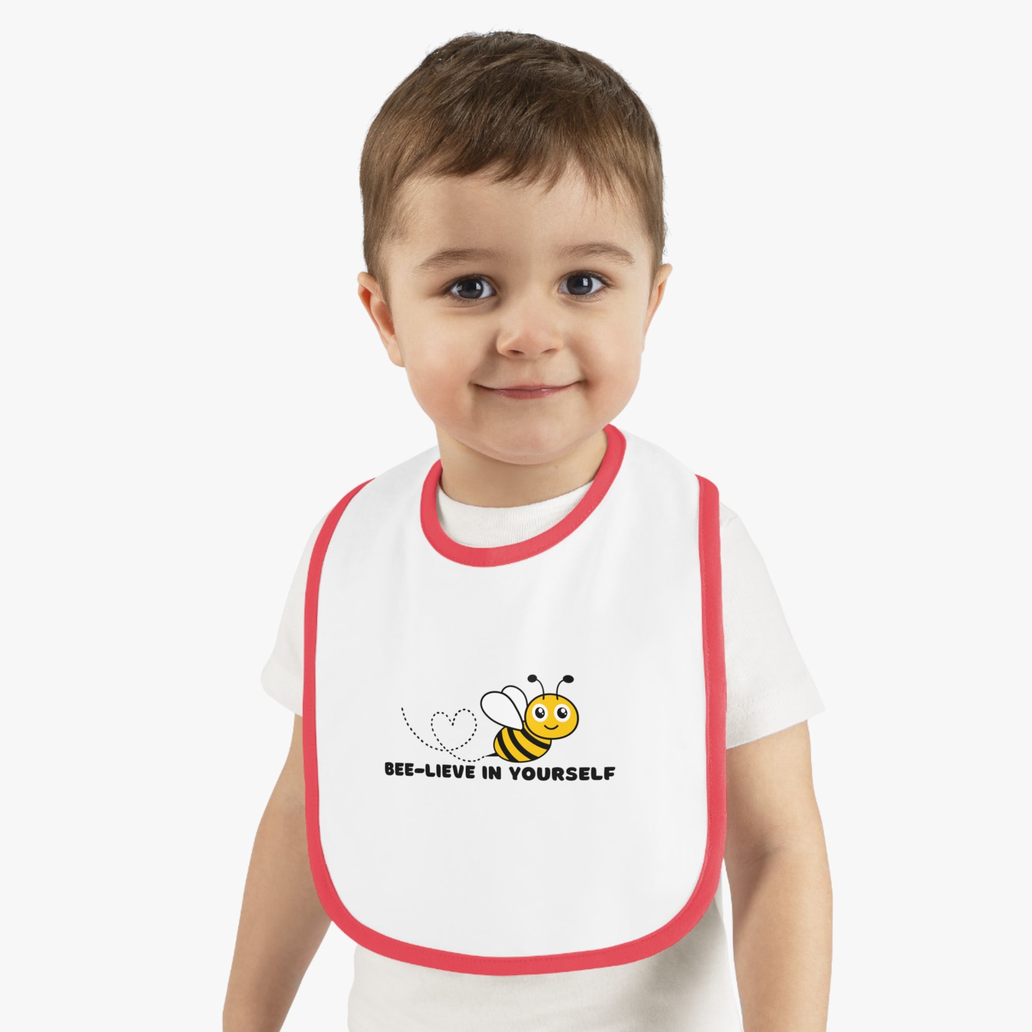 Bee-lieve in yourself - Baby Contrast Trim Jersey Bib