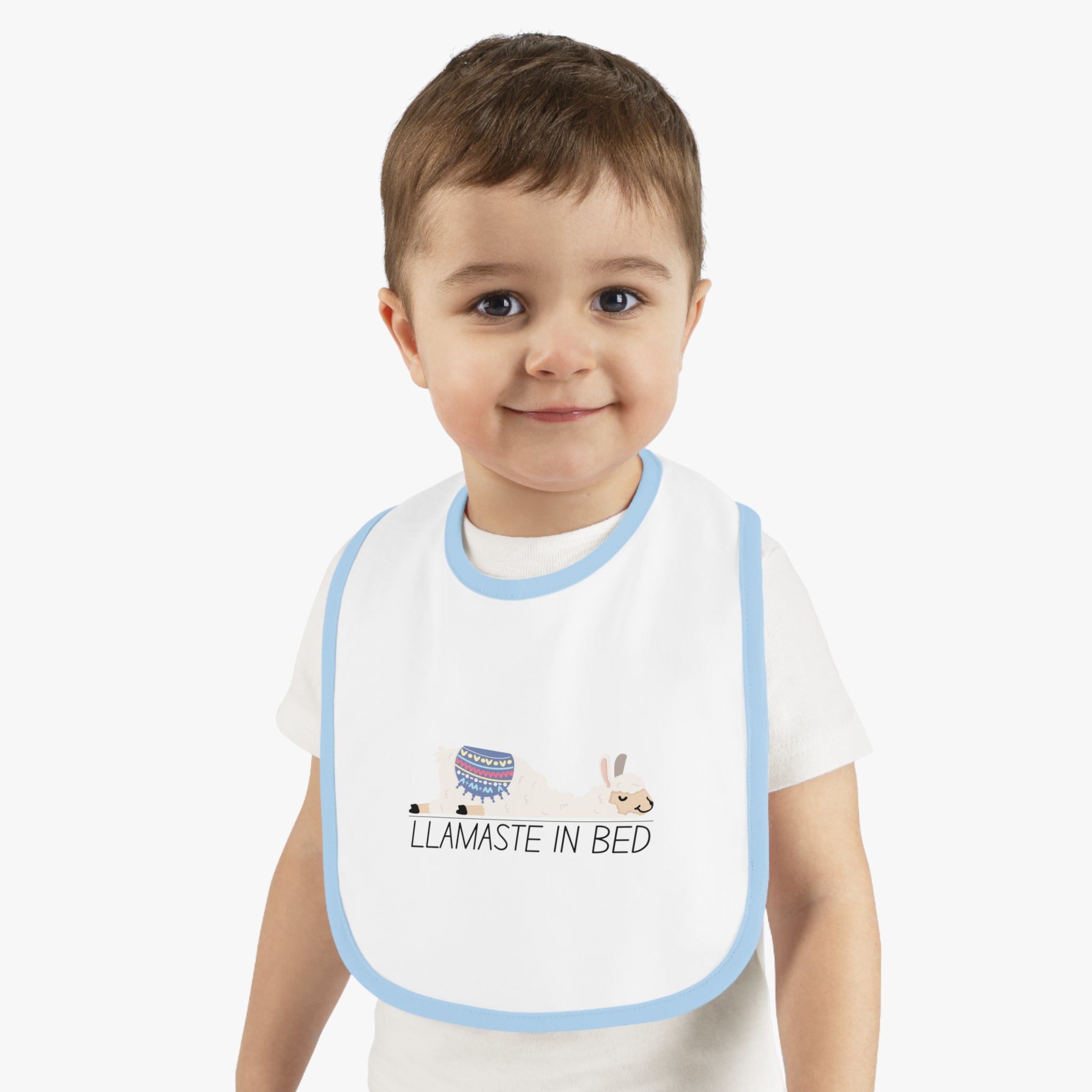 Llamastay in bed - Baby Contrast Trim Jersey Bib