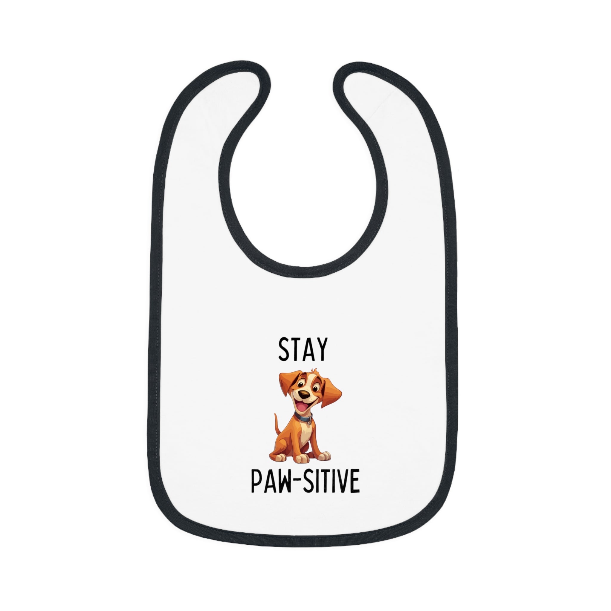 Stay Pawsitive - Baby Contrast Trim Jersey Bib