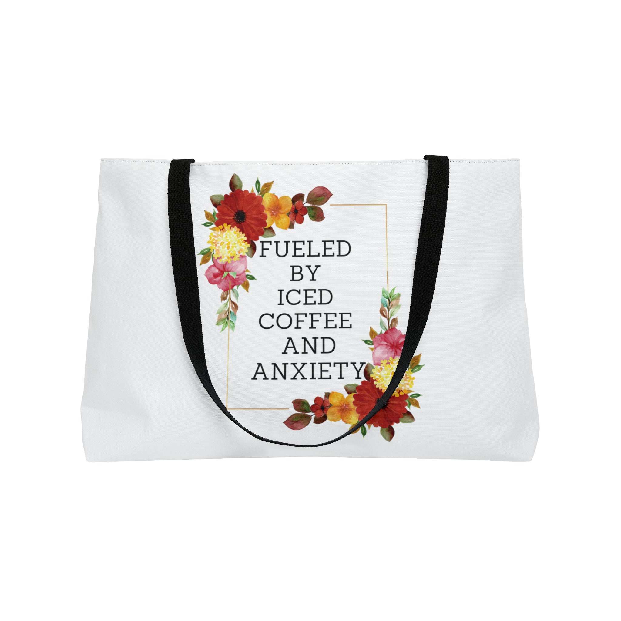 Fueled by iced coffee and anxiety - Weekender Tote Bag