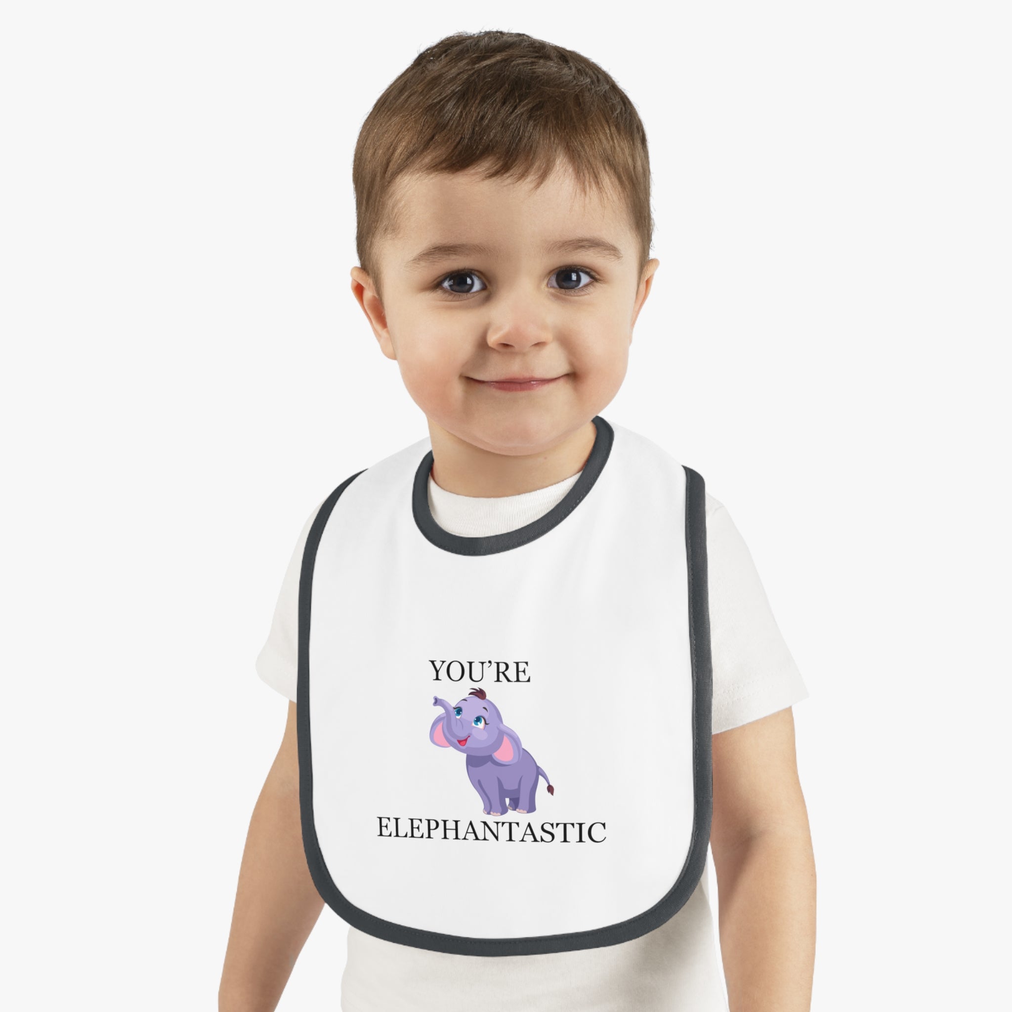 You're Elephantastic - Baby Contrast Trim Jersey Bib