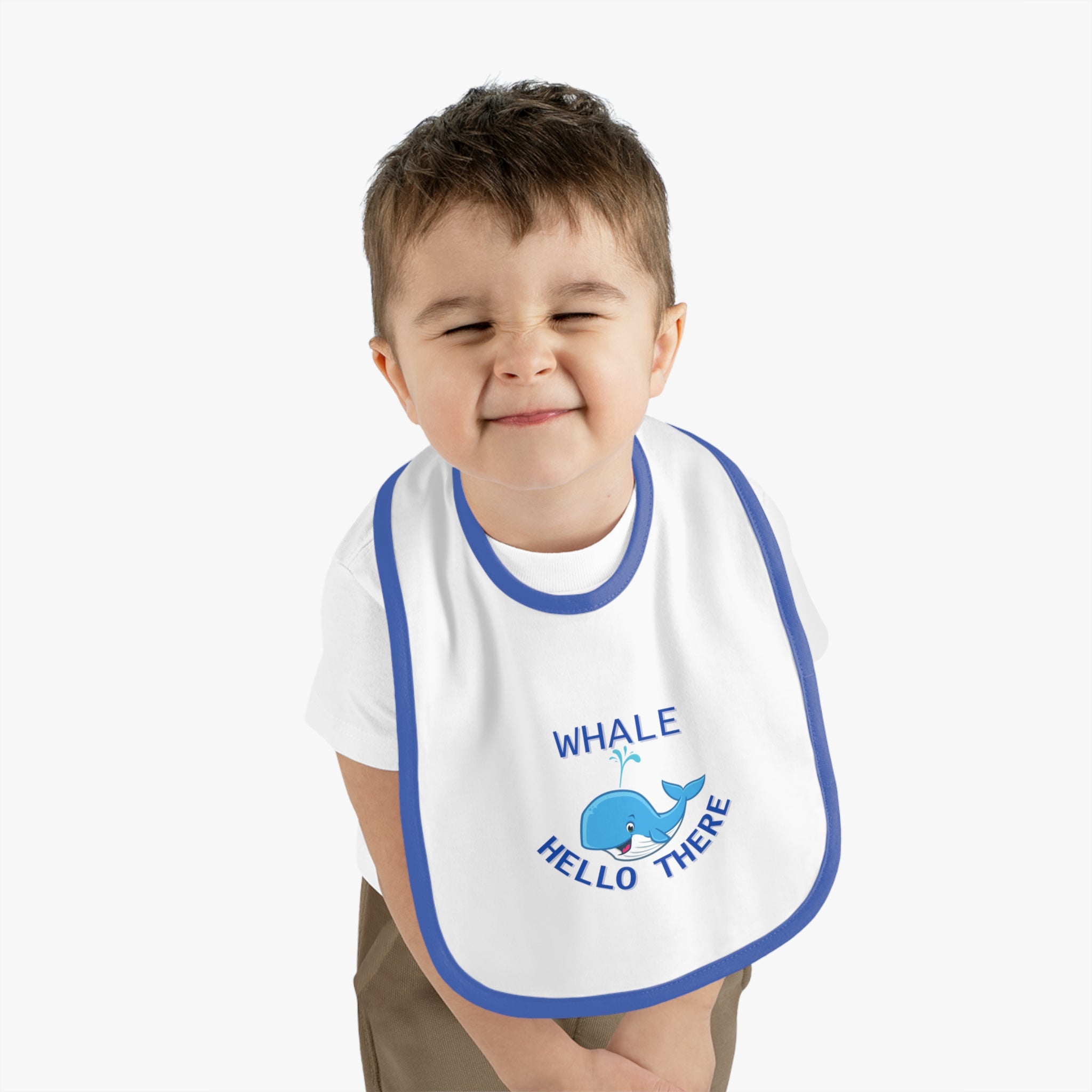 Whale hello there - Baby Contrast Trim Jersey Bib