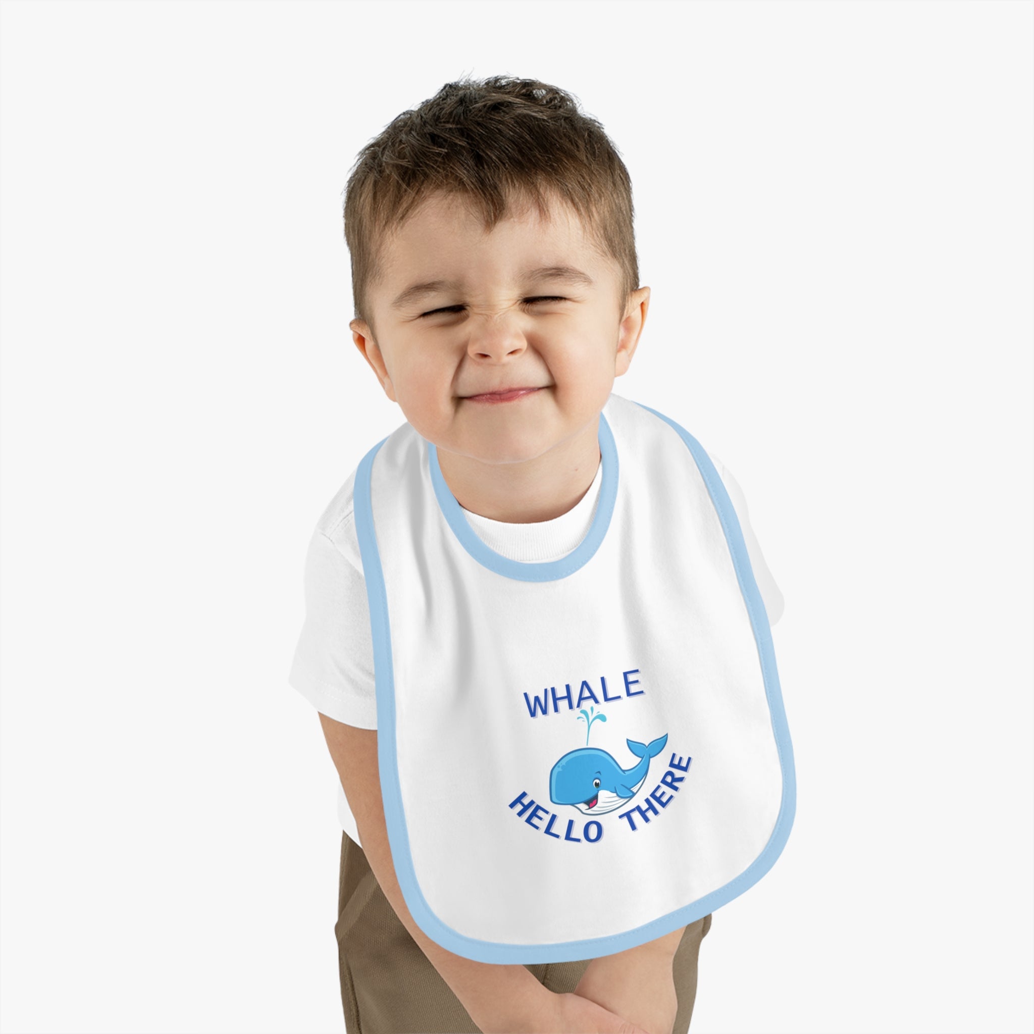 Whale hello there - Baby Contrast Trim Jersey Bib