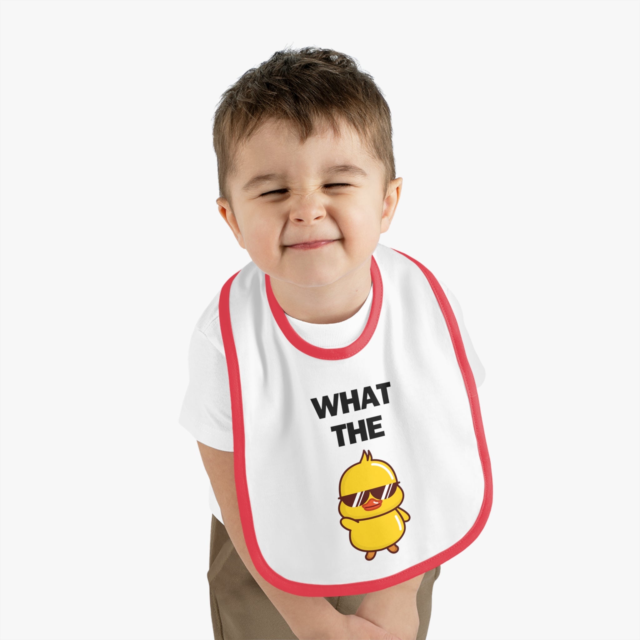 What The Duck - Baby Contrast Trim Jersey Bib