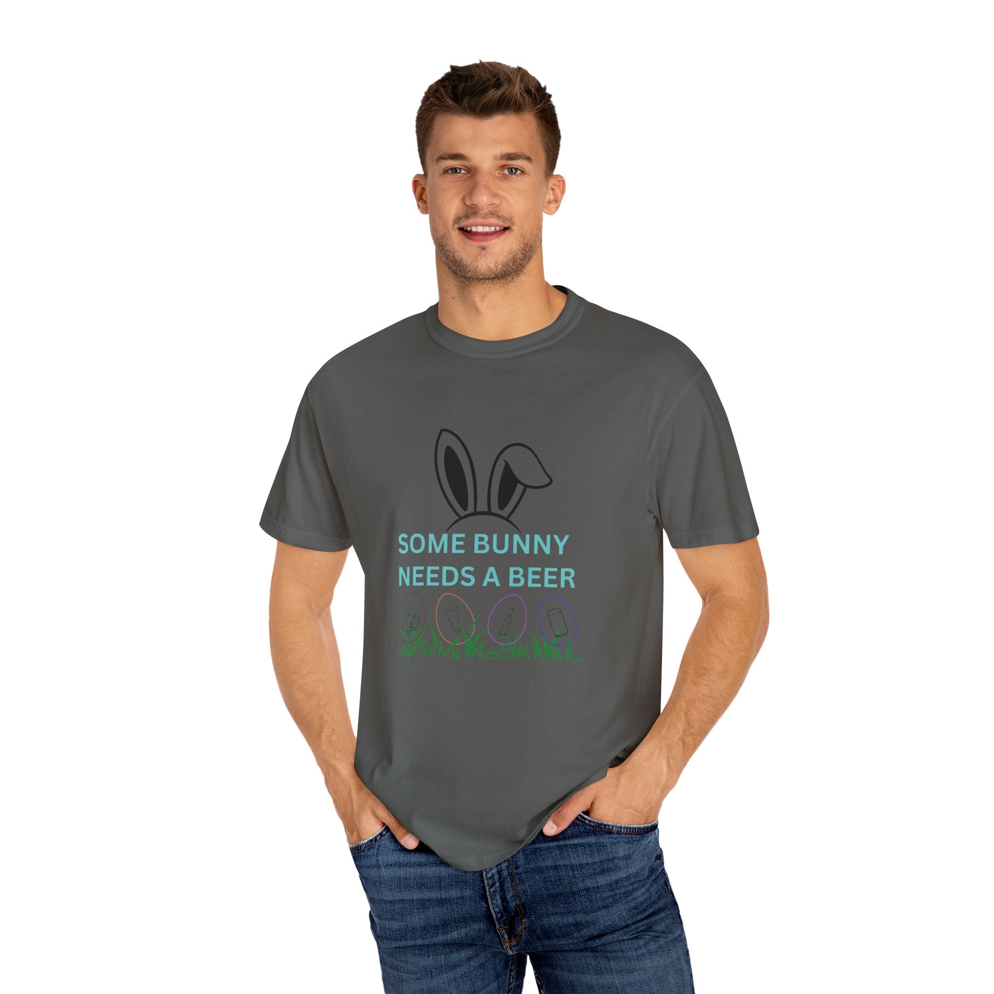 Some Bunny Needs A Beer - Unisex Garment-Dyed T-shirt