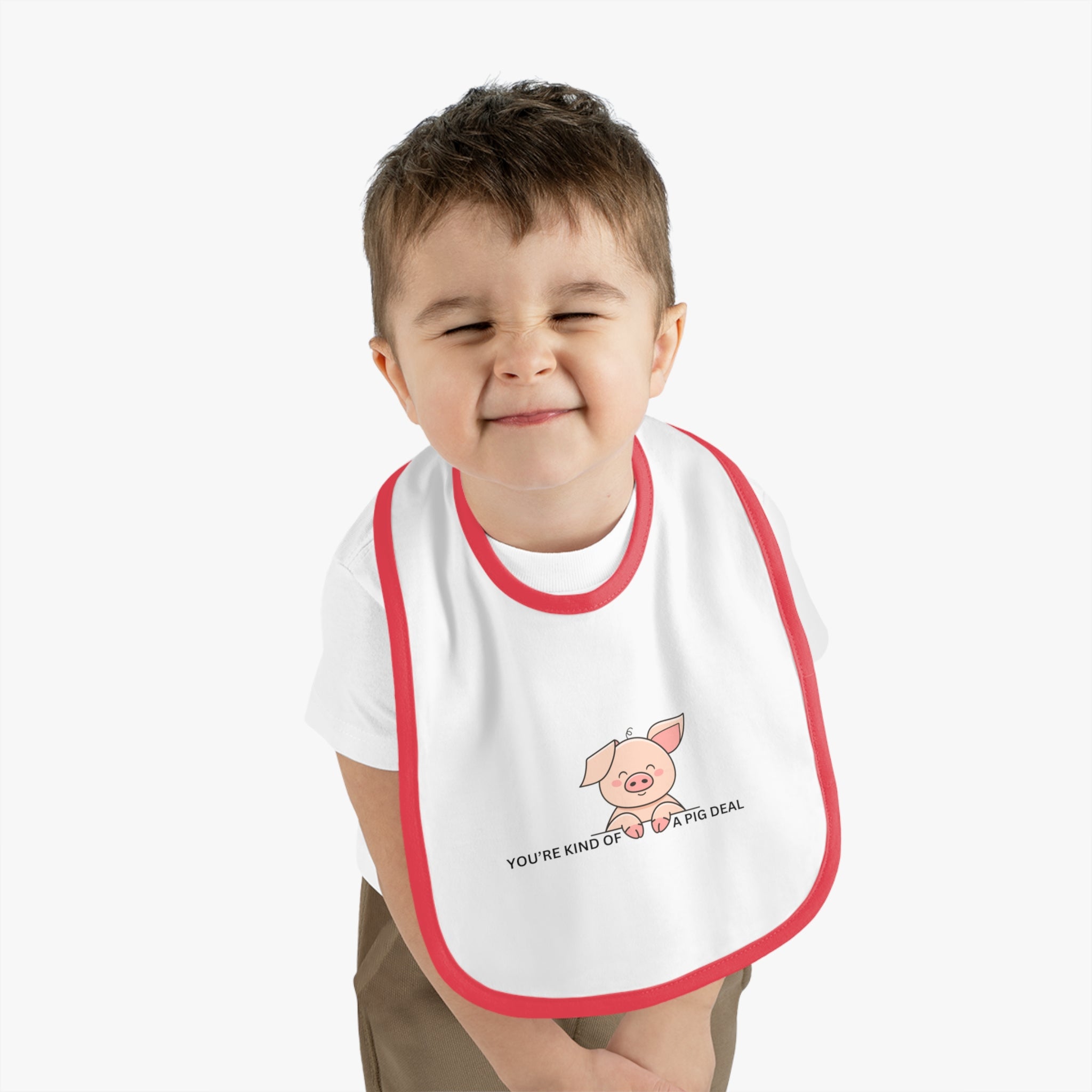 Kind of a pig deal - Baby Contrast Trim Jersey Bib