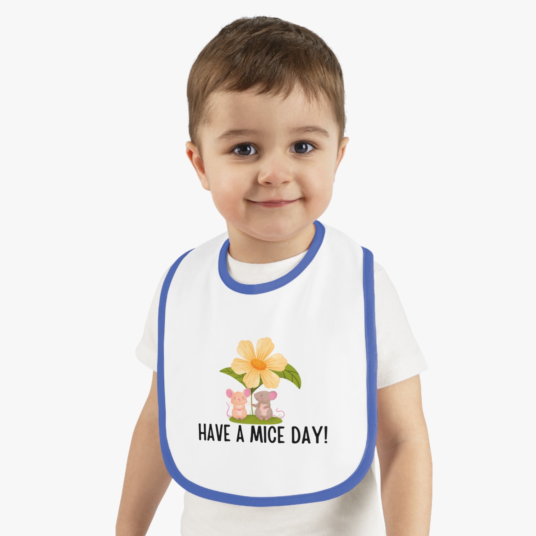 Have a mice day - Baby Contrast Trim Jersey Bib