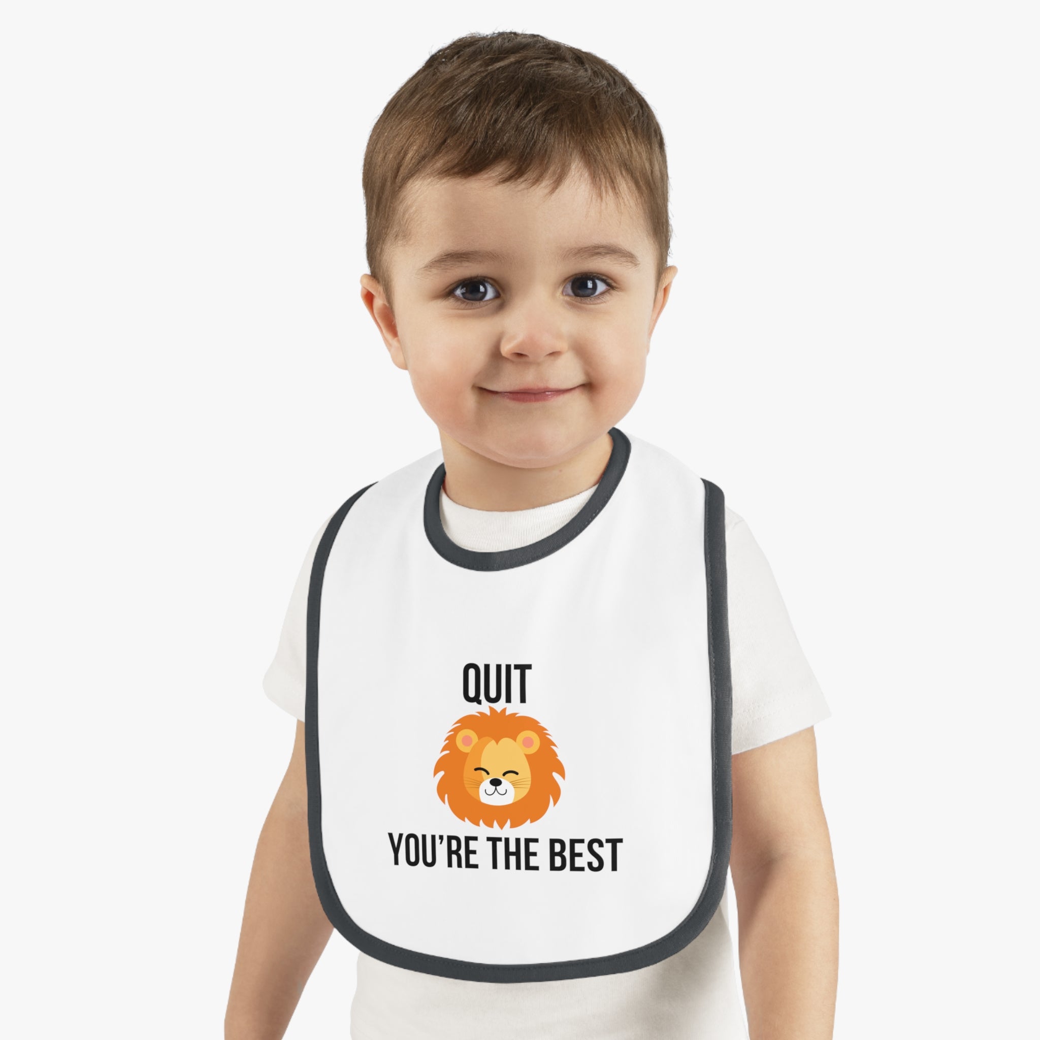 Quit Lion - Baby Contrast Trim Jersey Bib