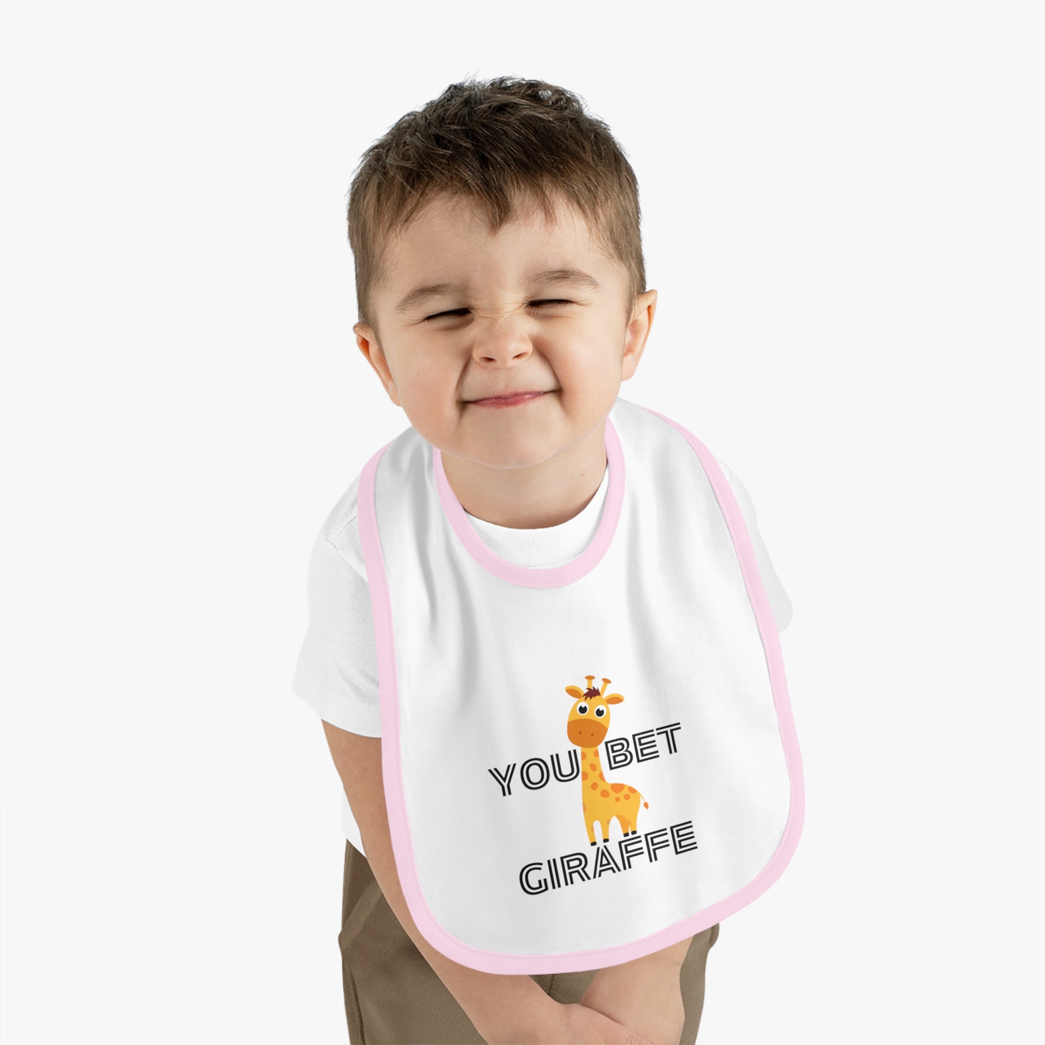 You be giraffe - Baby Contrast Trim Jersey Bib