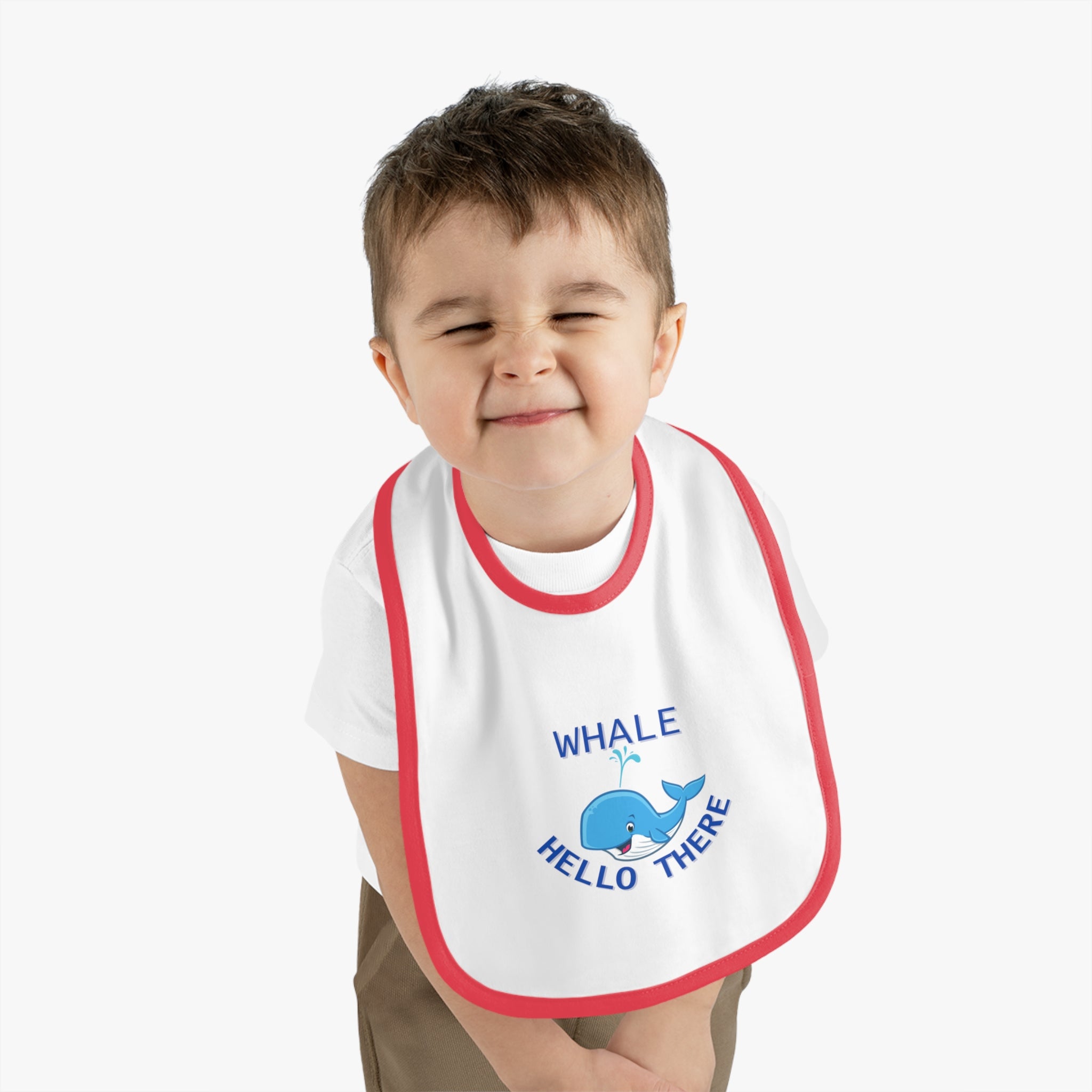 Whale hello there - Baby Contrast Trim Jersey Bib