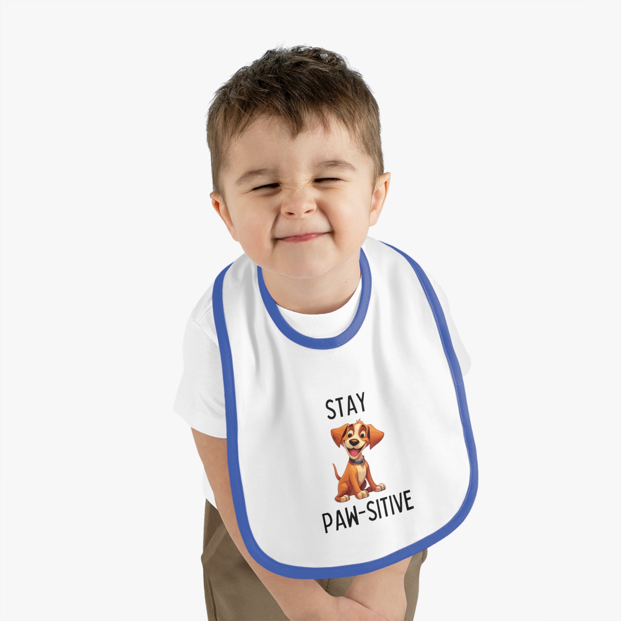 Stay Pawsitive - Baby Contrast Trim Jersey Bib