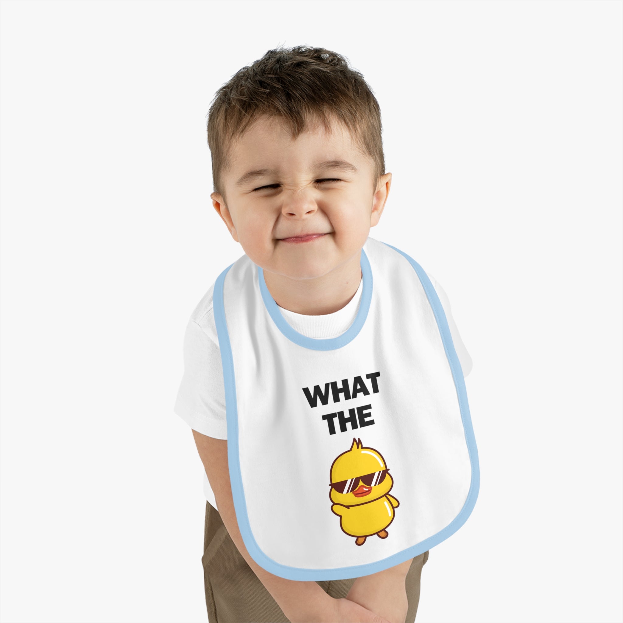What The Duck - Baby Contrast Trim Jersey Bib