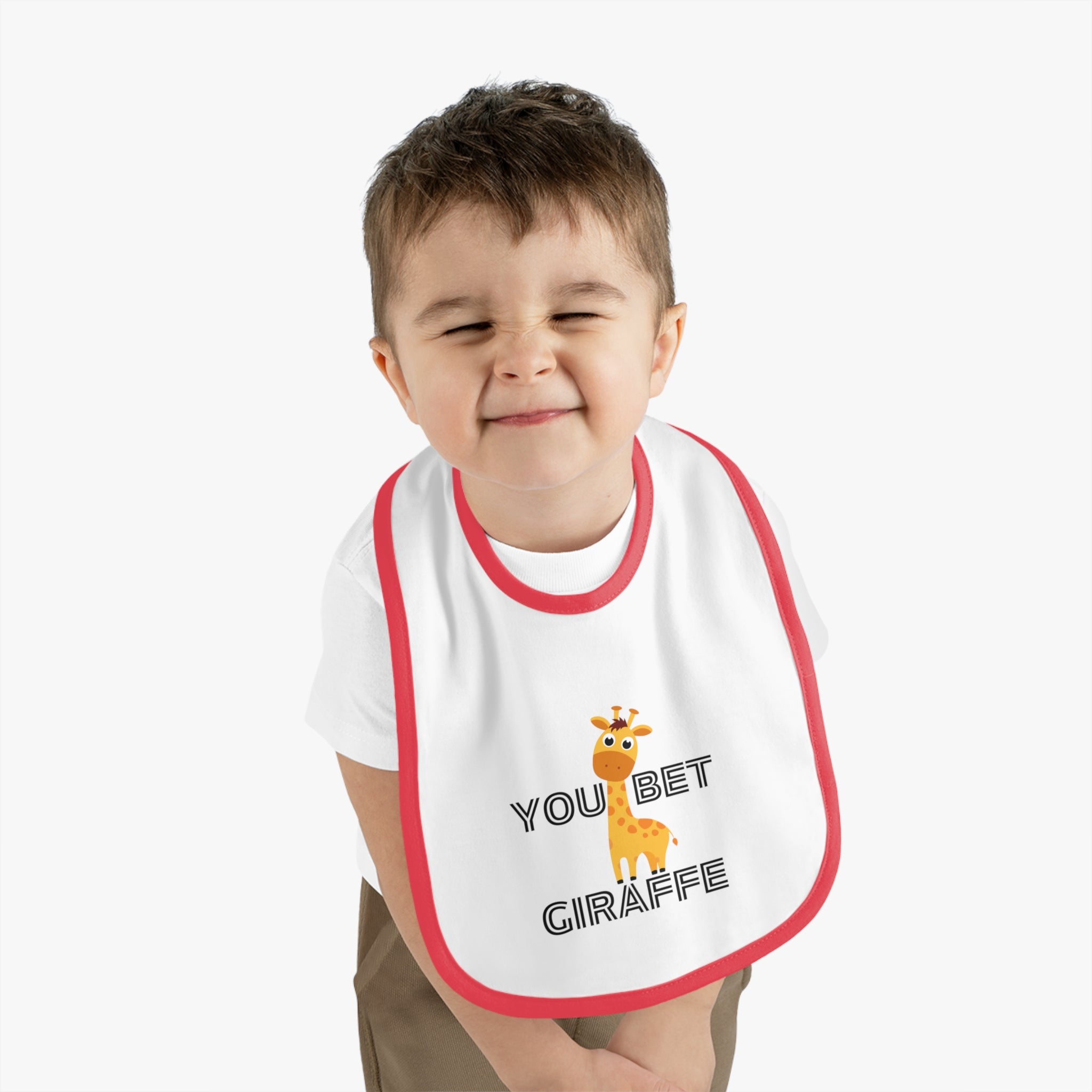 You be giraffe - Baby Contrast Trim Jersey Bib