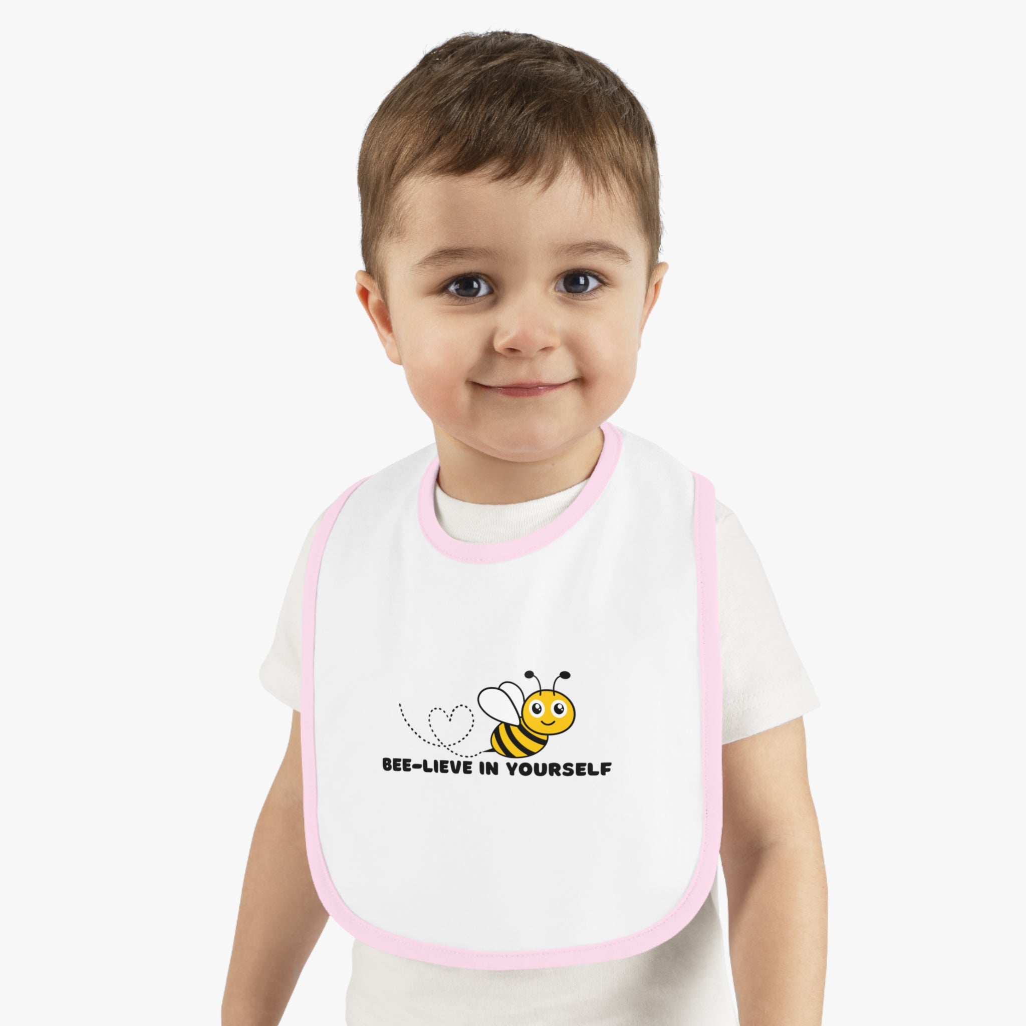 Bee-lieve in yourself - Baby Contrast Trim Jersey Bib