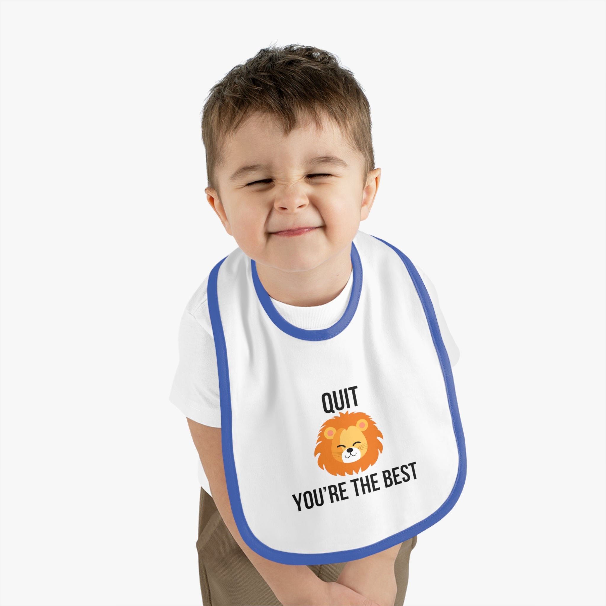 Quit Lion - Baby Contrast Trim Jersey Bib