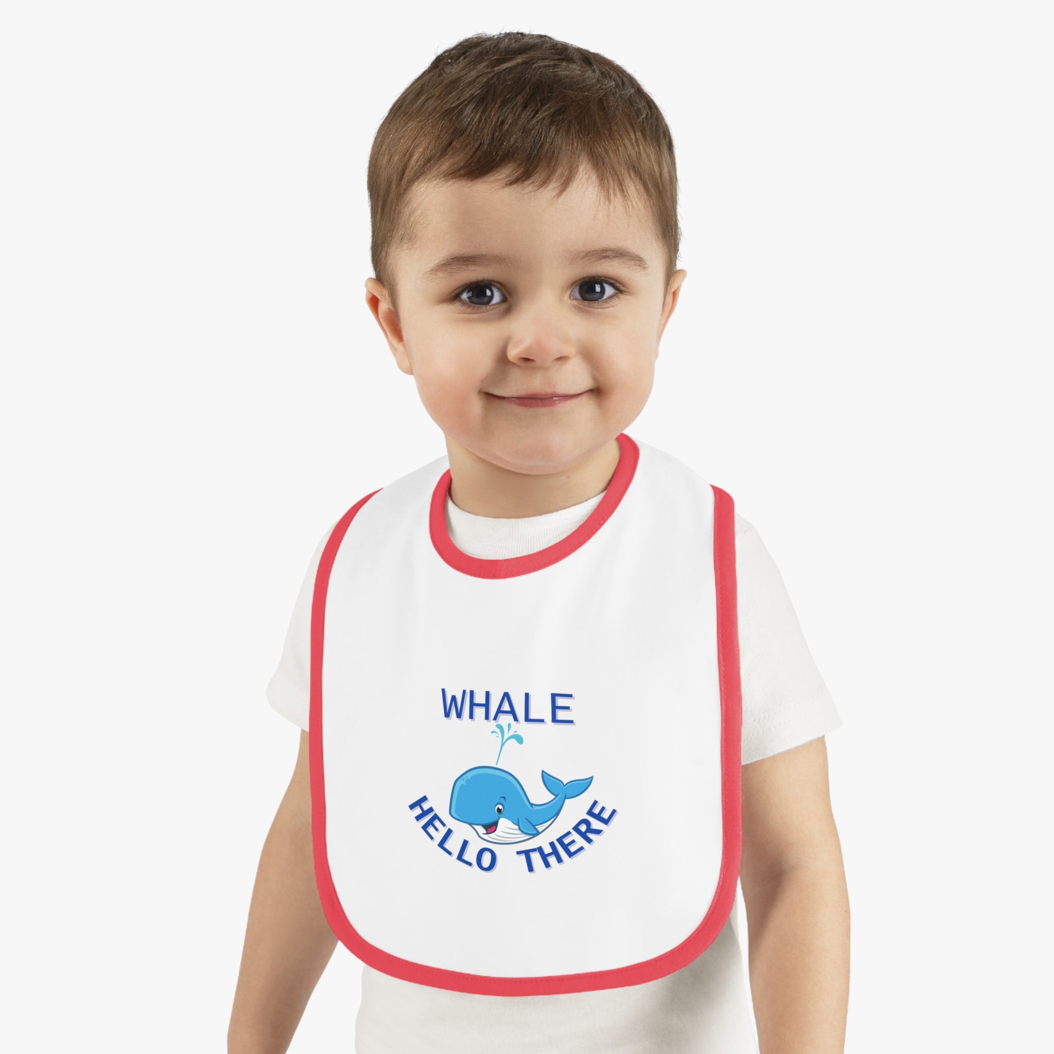 Whale hello there - Baby Contrast Trim Jersey Bib