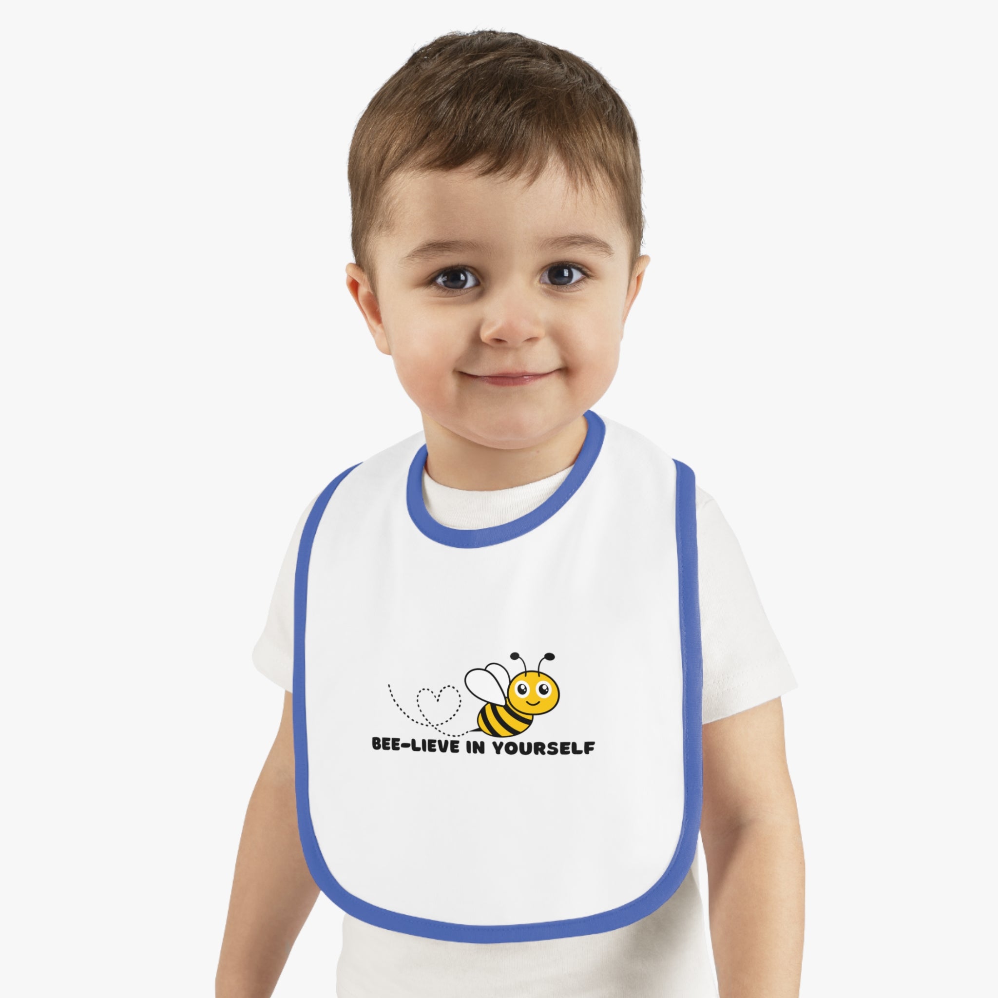 Bee-lieve in yourself - Baby Contrast Trim Jersey Bib