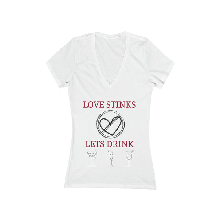 Love Stinks Let's Drink - Women's Jersey Short Sleeve Deep V-Neck Tee