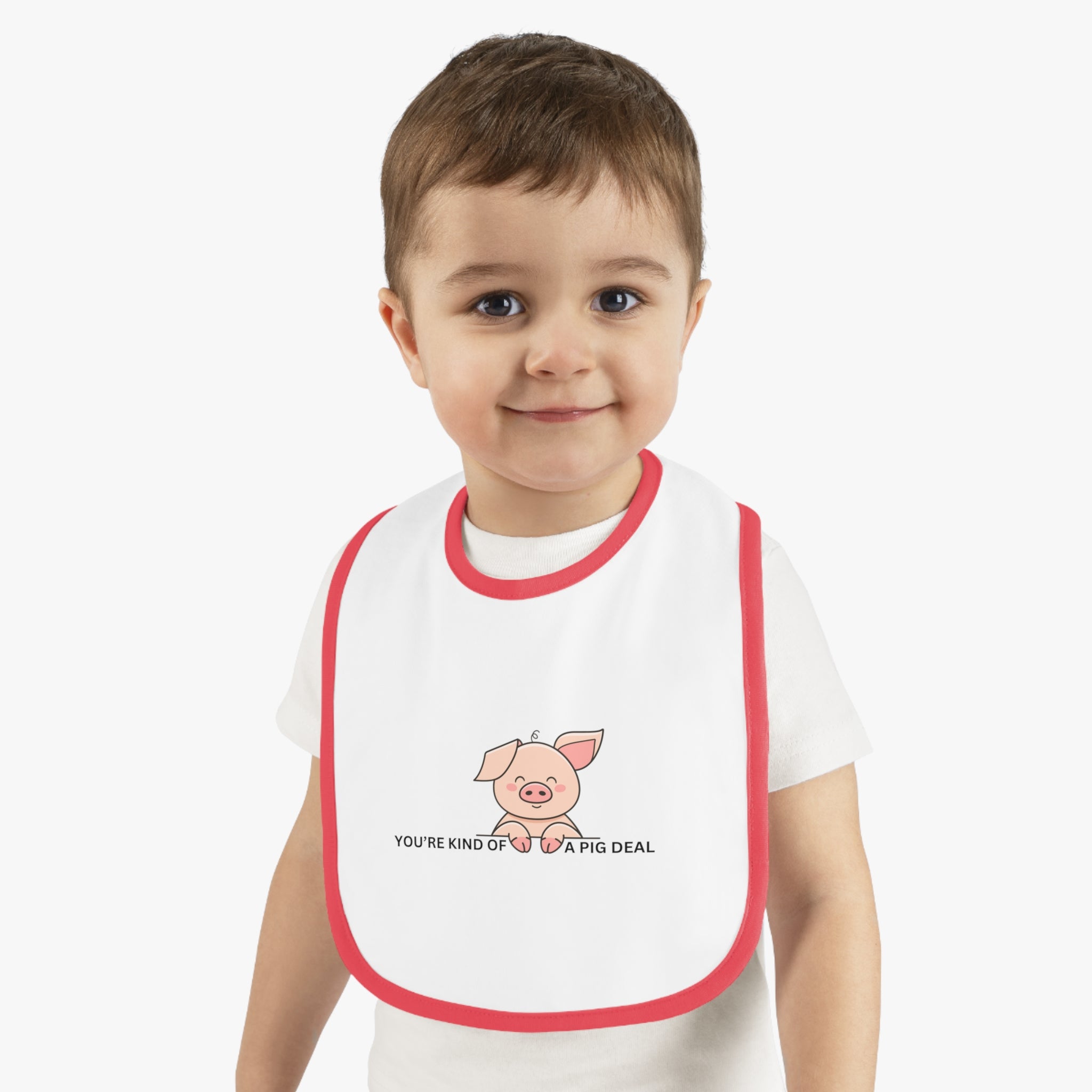 Kind of a pig deal - Baby Contrast Trim Jersey Bib