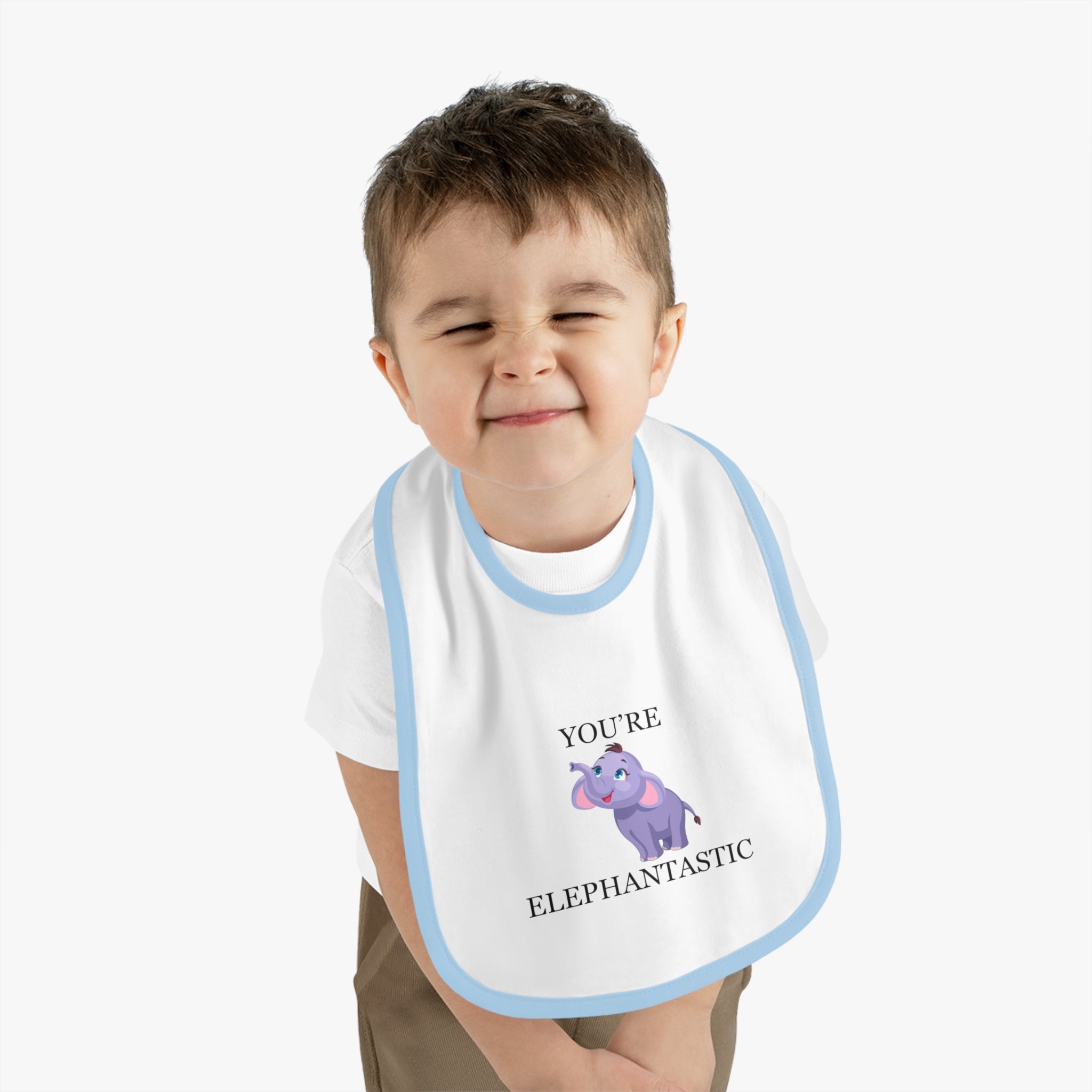 You're Elephantastic - Baby Contrast Trim Jersey Bib